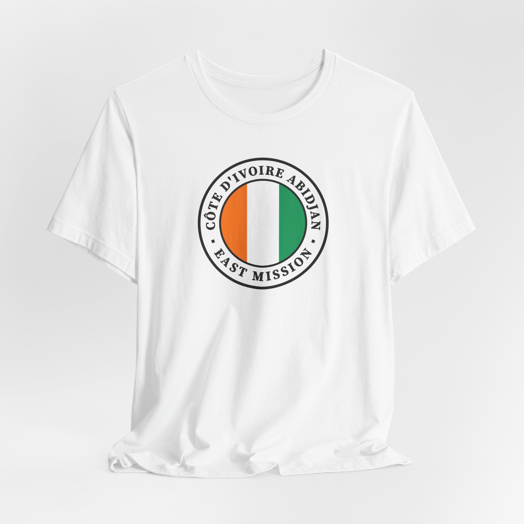 Cote d'Ivoire Abidjan East Mission Flag Logo (White Border) T-shirt - Mission Wishlist - LDS Missionary Gift Store
