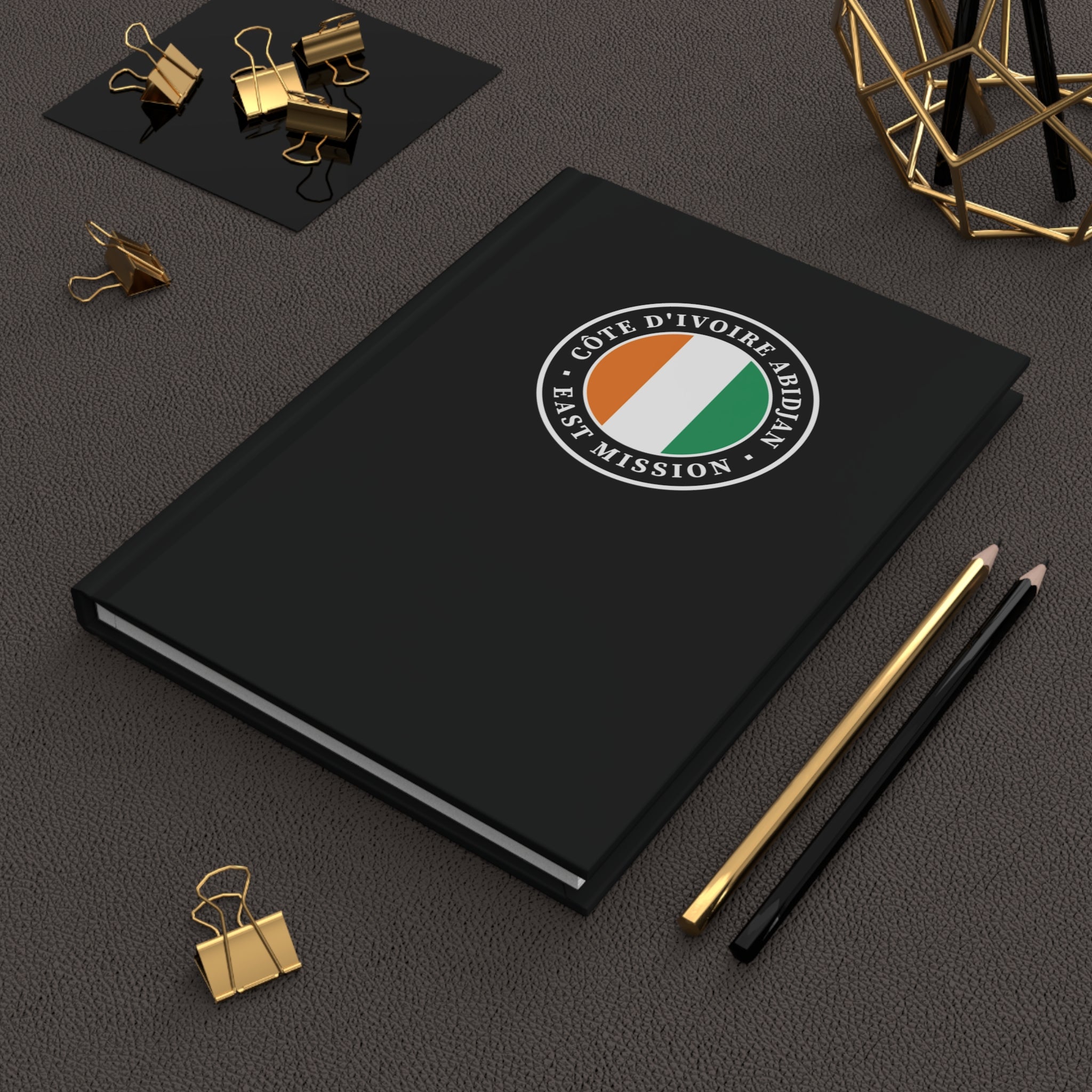 Cote d'Ivoire Abidjan East Mission Logo Design Black Hardcover Journal Matte - Latter-Day Saint LDS Missionary Gift - Book of Mormon