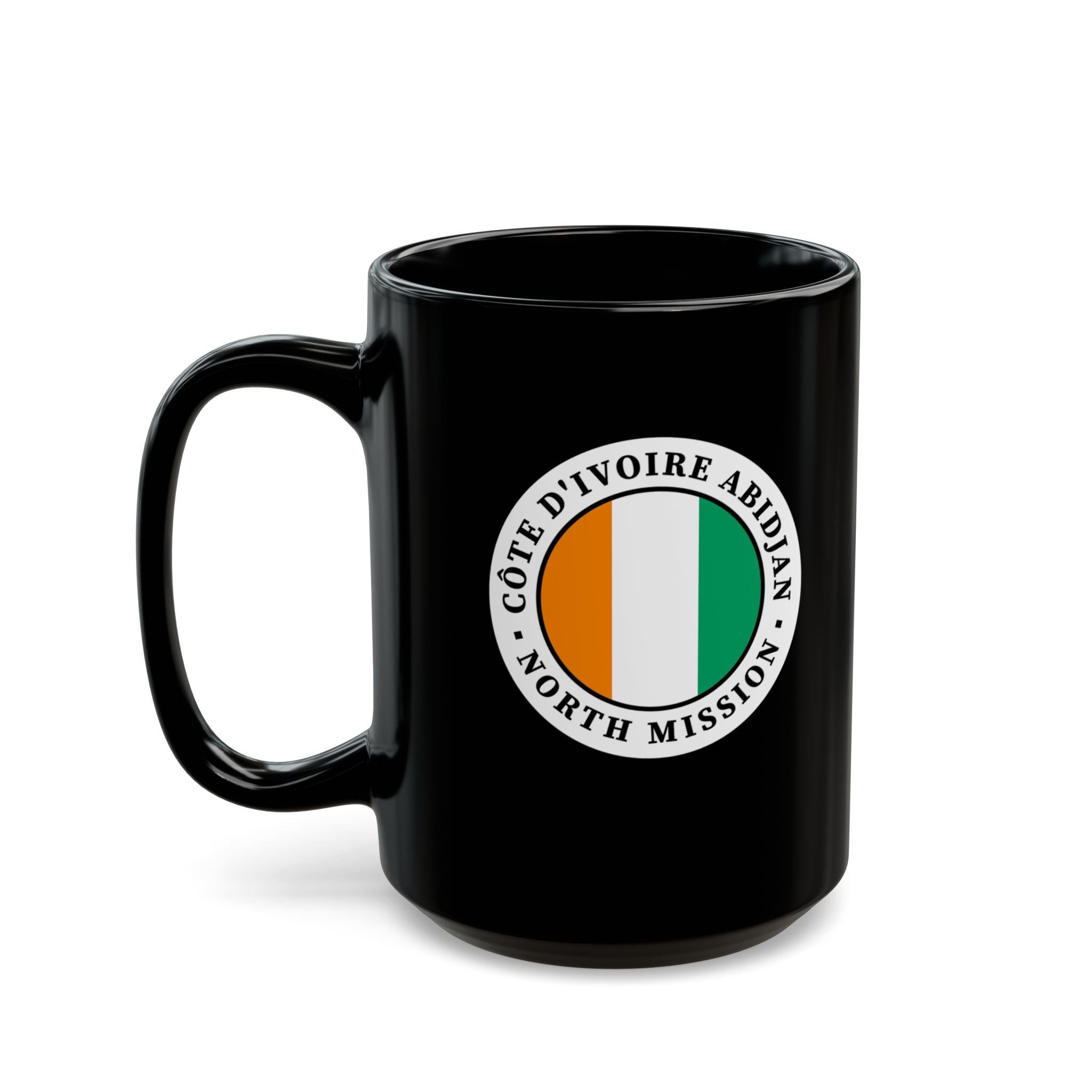 Cote d'Ivoire Abidjan North Mission Circular Flag Black Ceramic Mug - Mission Wishlist - LDS Missionary Gift Store