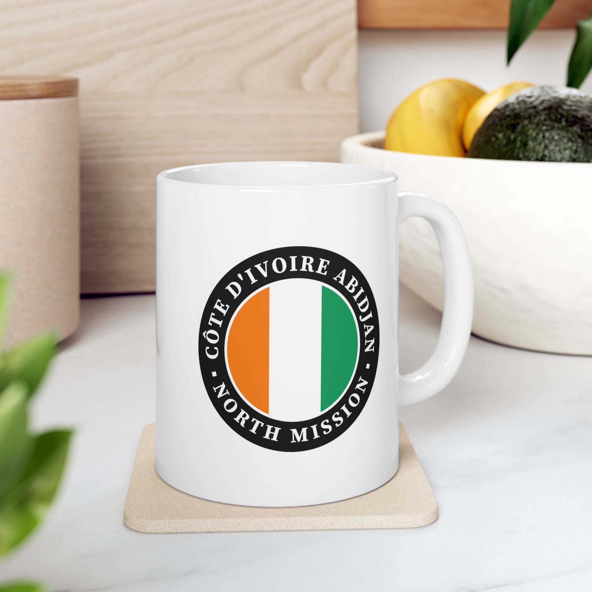 Cote d'Ivoire Abidjan North Mission Circular Flag White Ceramic Mug - Mission Wishlist - LDS Missionary Gift Store