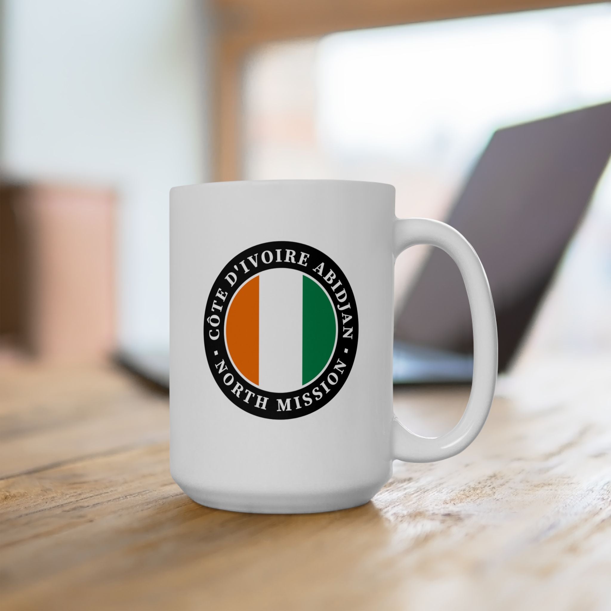 Cote d'Ivoire Abidjan North Mission Circular Flag White Ceramic Mug - Mission Wishlist - LDS Missionary Gift Store