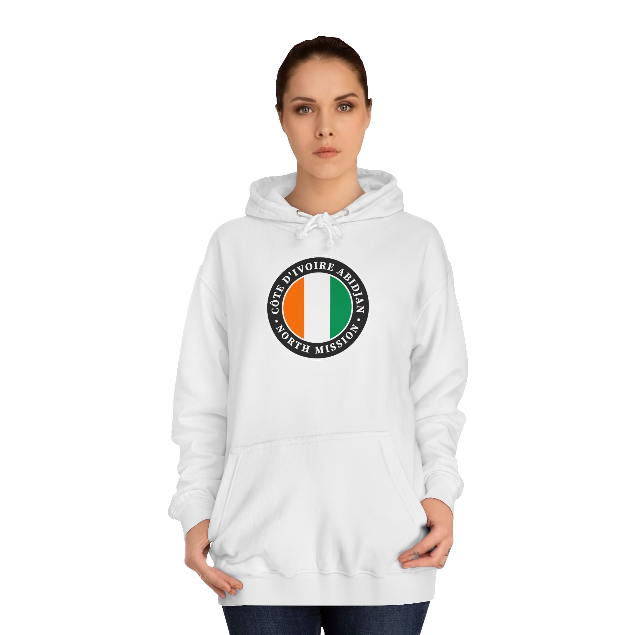 Cote d'Ivoire Abidjan North Mission Flag Logo (Black Border) College Hoodie - Mission Wishlist - LDS Missionary Gift Store