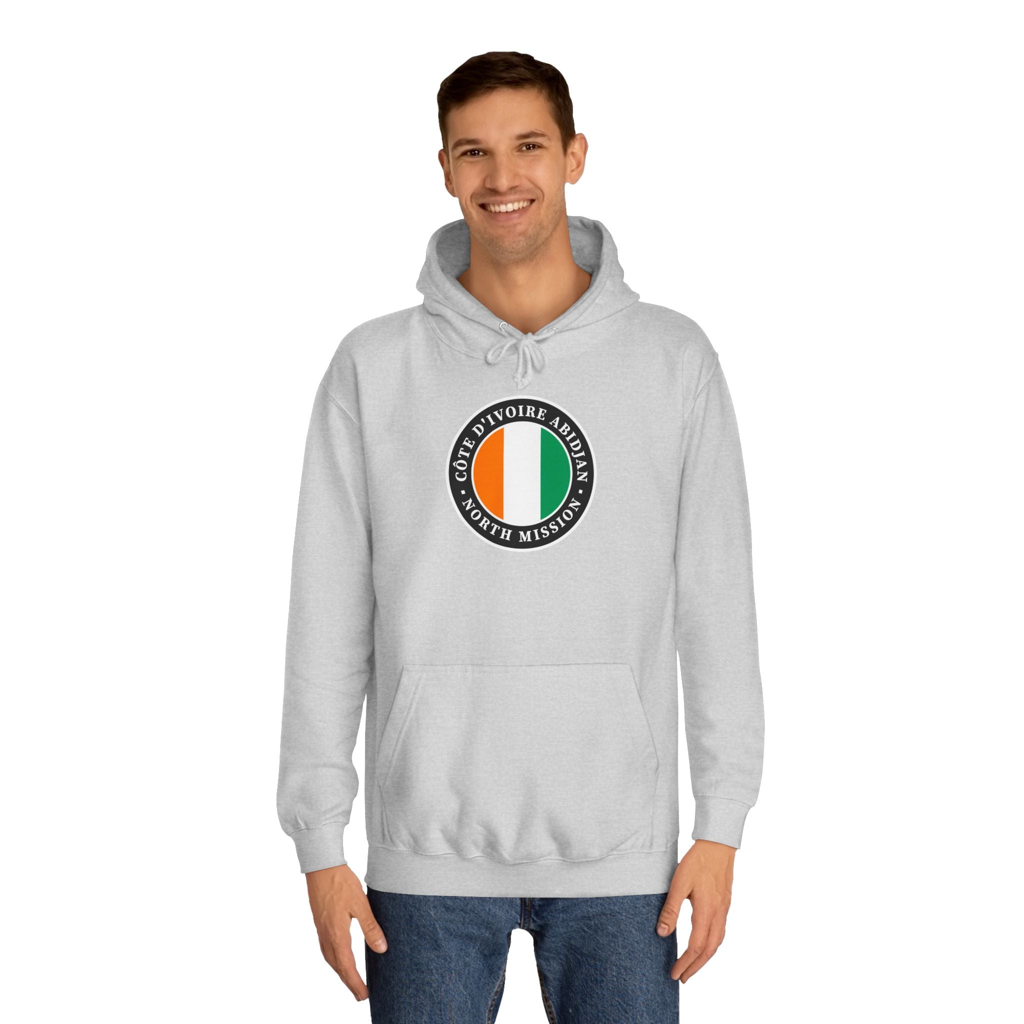 Cote d'Ivoire Abidjan North Mission Flag Logo (Black Border) College Hoodie - Mission Wishlist - LDS Missionary Gift Store