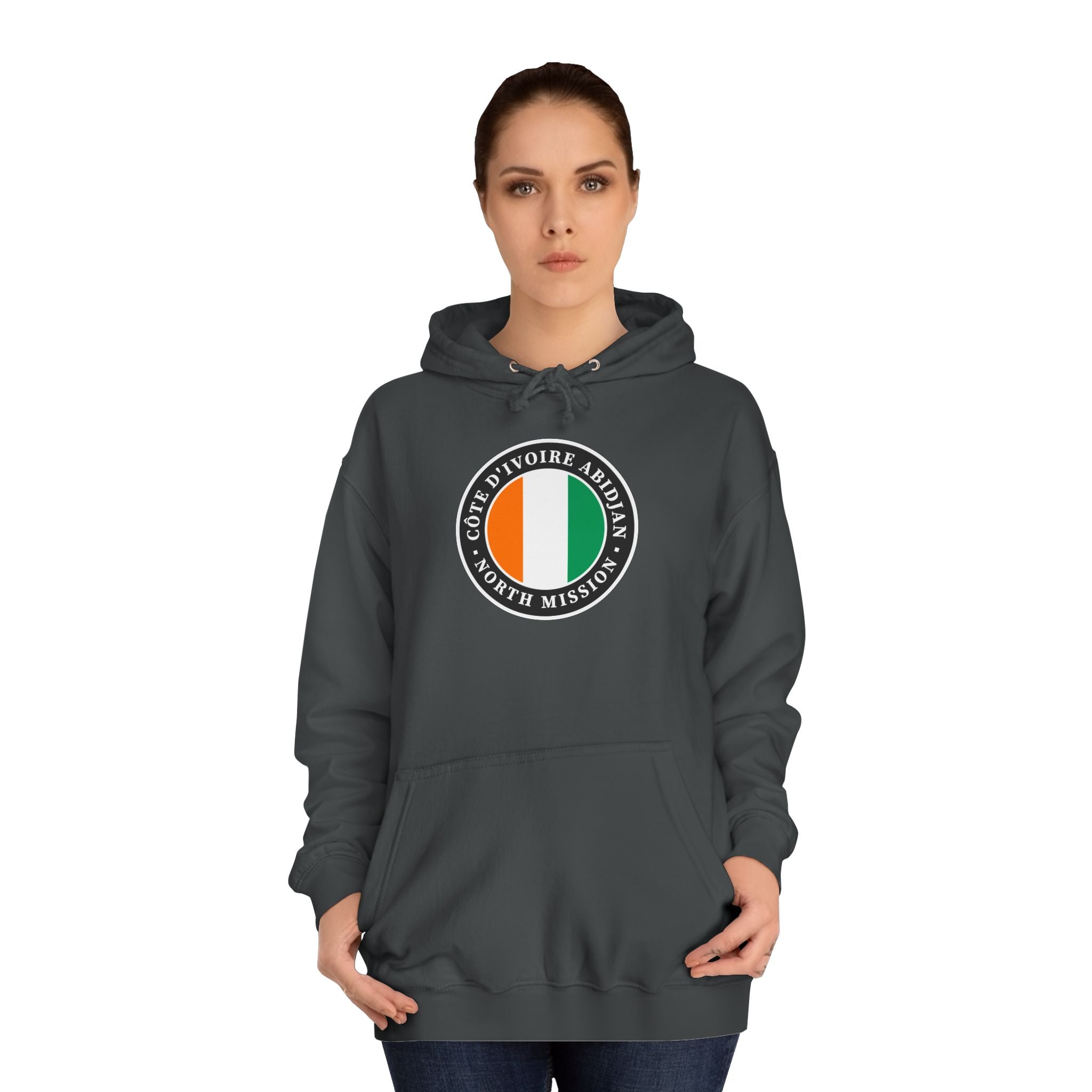 Cote d'Ivoire Abidjan North Mission Flag Logo (Black Border) College Hoodie - Mission Wishlist - LDS Missionary Gift Store