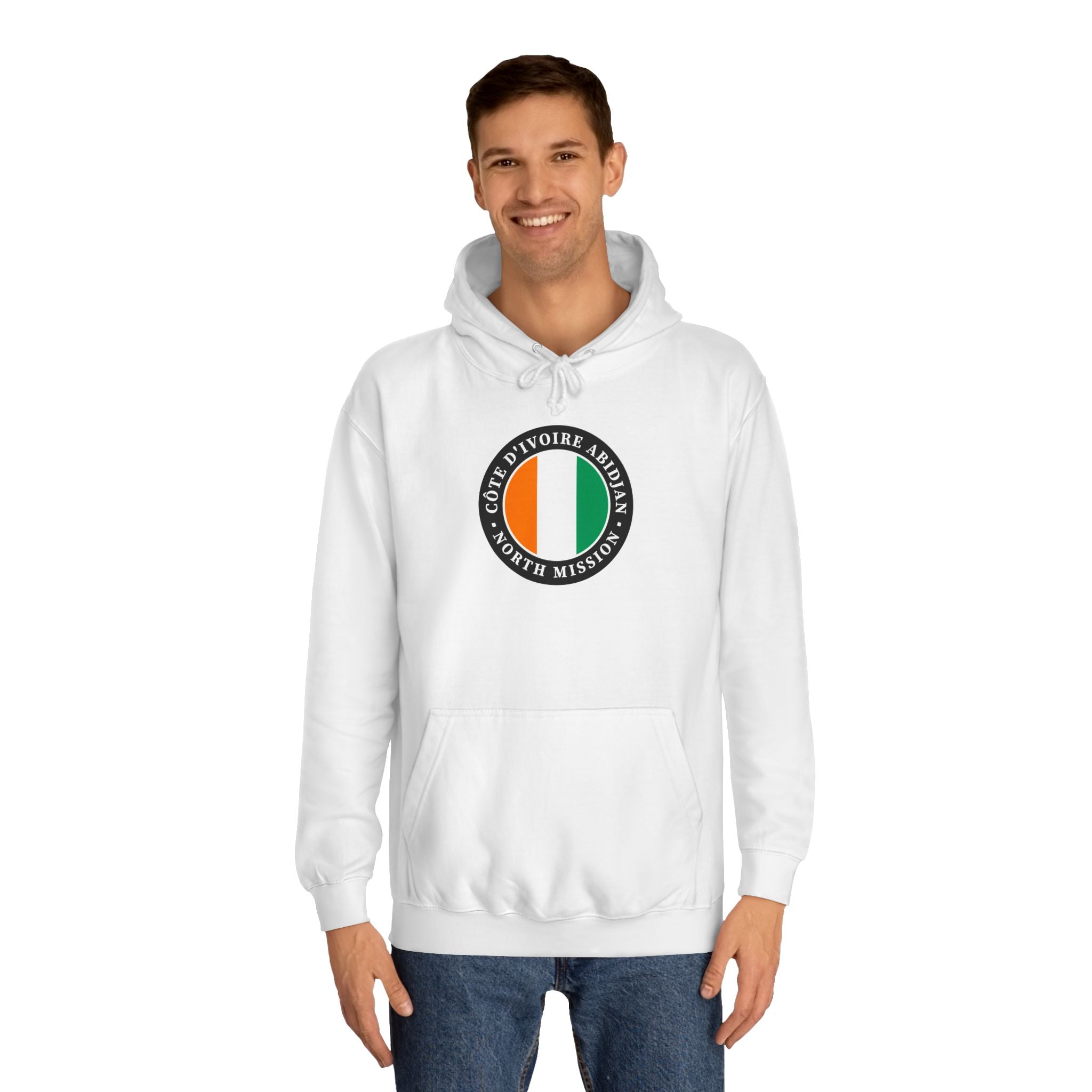 Cote d'Ivoire Abidjan North Mission Flag Logo (Black Border) College Hoodie - Mission Wishlist - LDS Missionary Gift Store