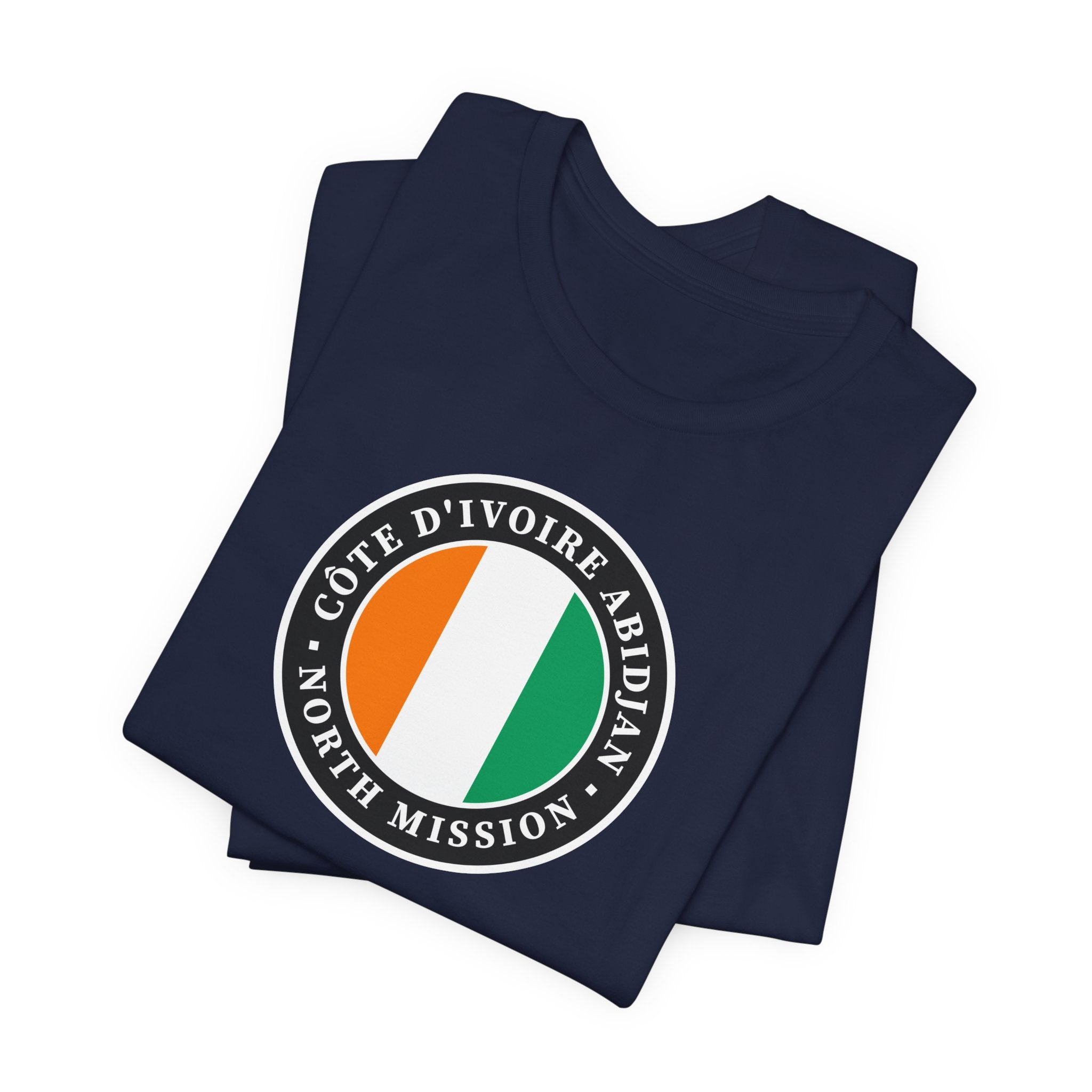 Cote d'Ivoire Abidjan North Mission Flag Logo (Black Border) T-shirt - Mission Wishlist - LDS Missionary Gift Store