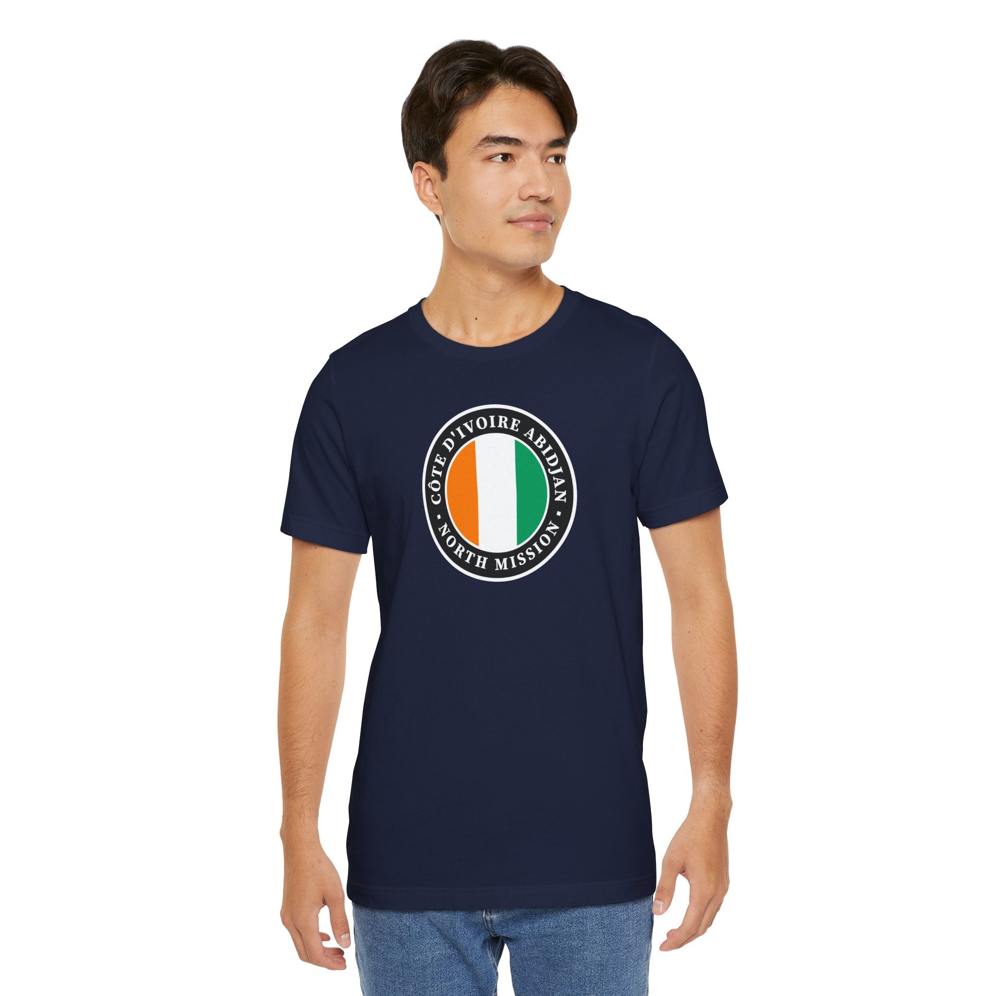 Cote d'Ivoire Abidjan North Mission Flag Logo (Black Border) T-shirt - Mission Wishlist - LDS Missionary Gift Store