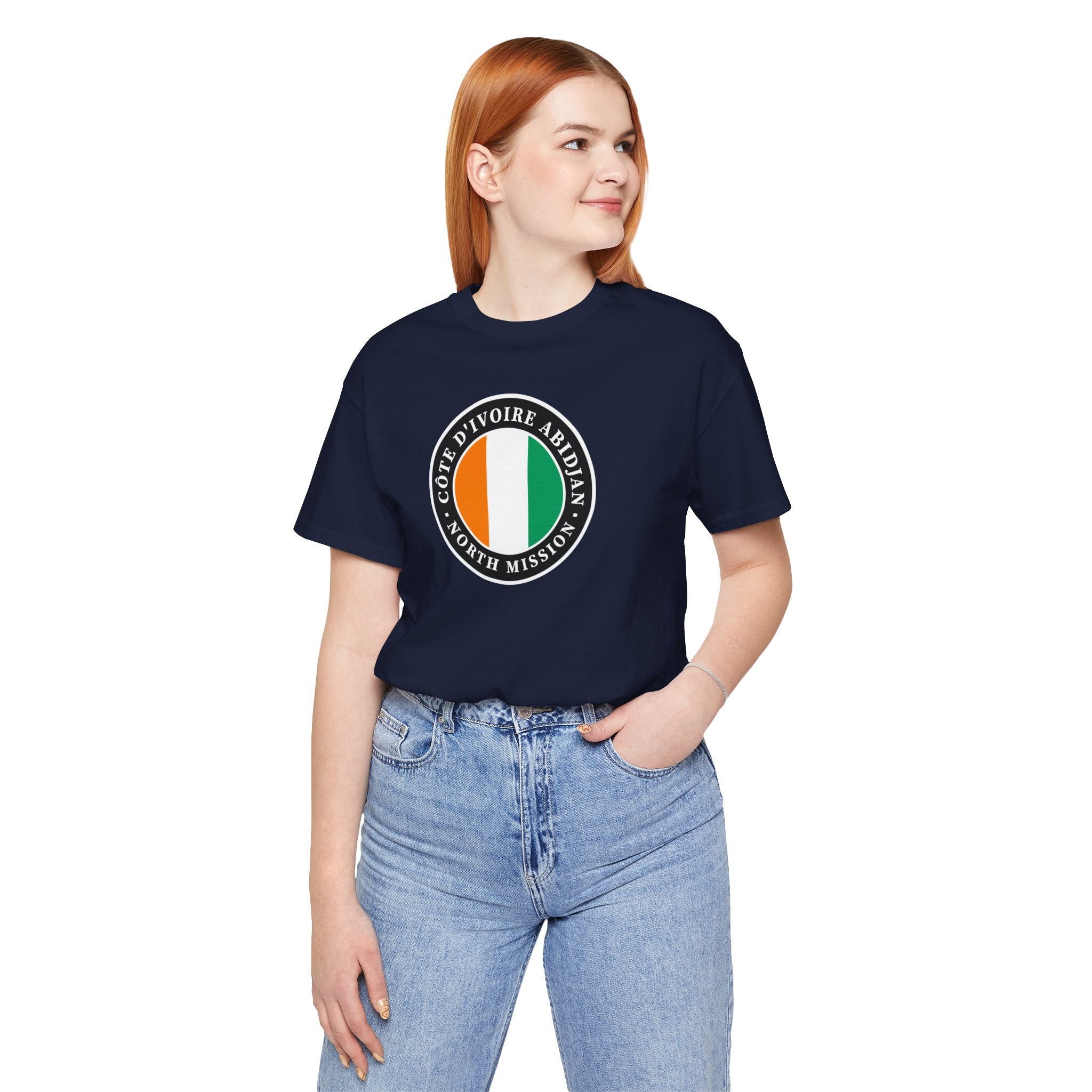 Cote d'Ivoire Abidjan North Mission Flag Logo (Black Border) T-shirt - Mission Wishlist - LDS Missionary Gift Store