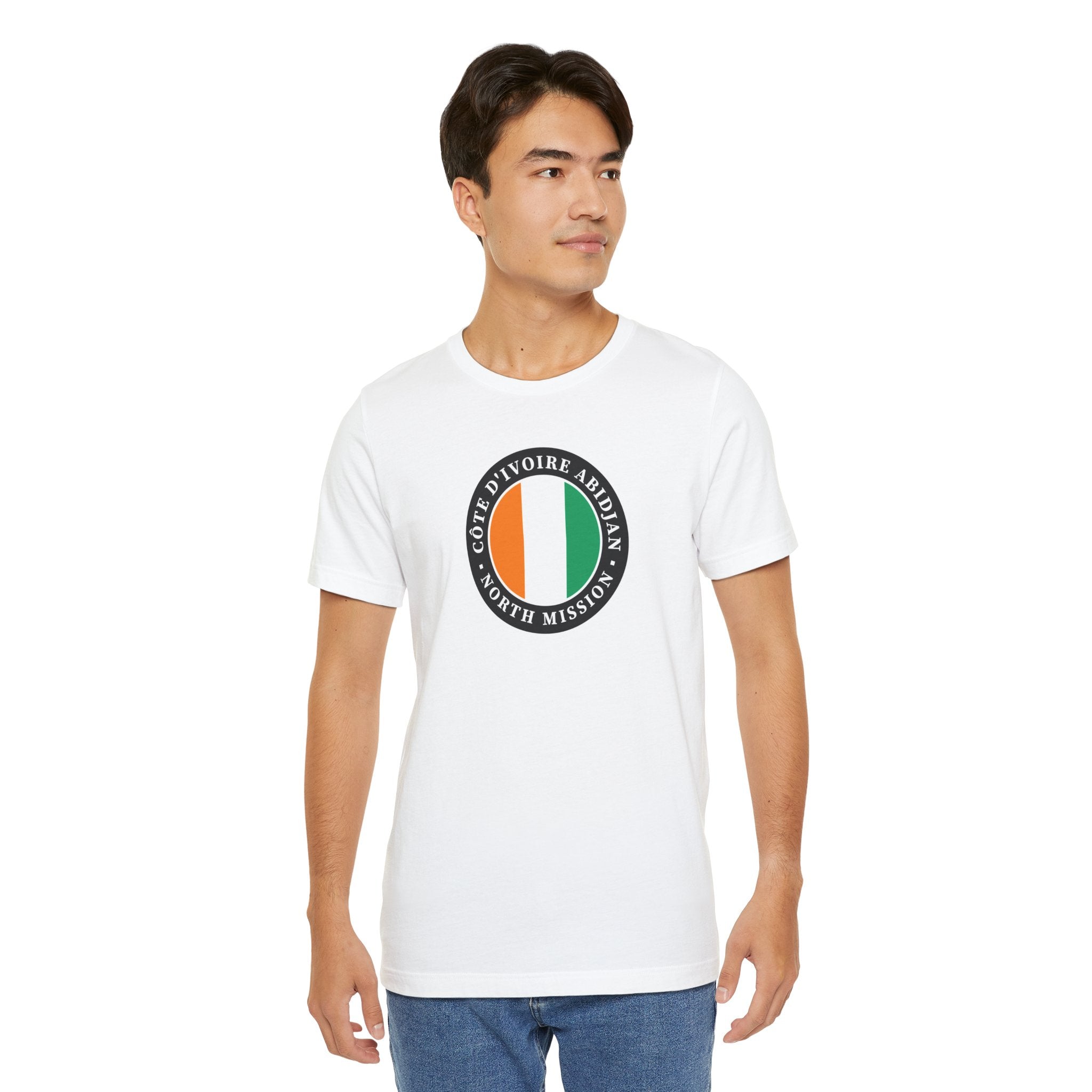 Cote d'Ivoire Abidjan North Mission Flag Logo (Black Border) T-shirt - Mission Wishlist - LDS Missionary Gift Store