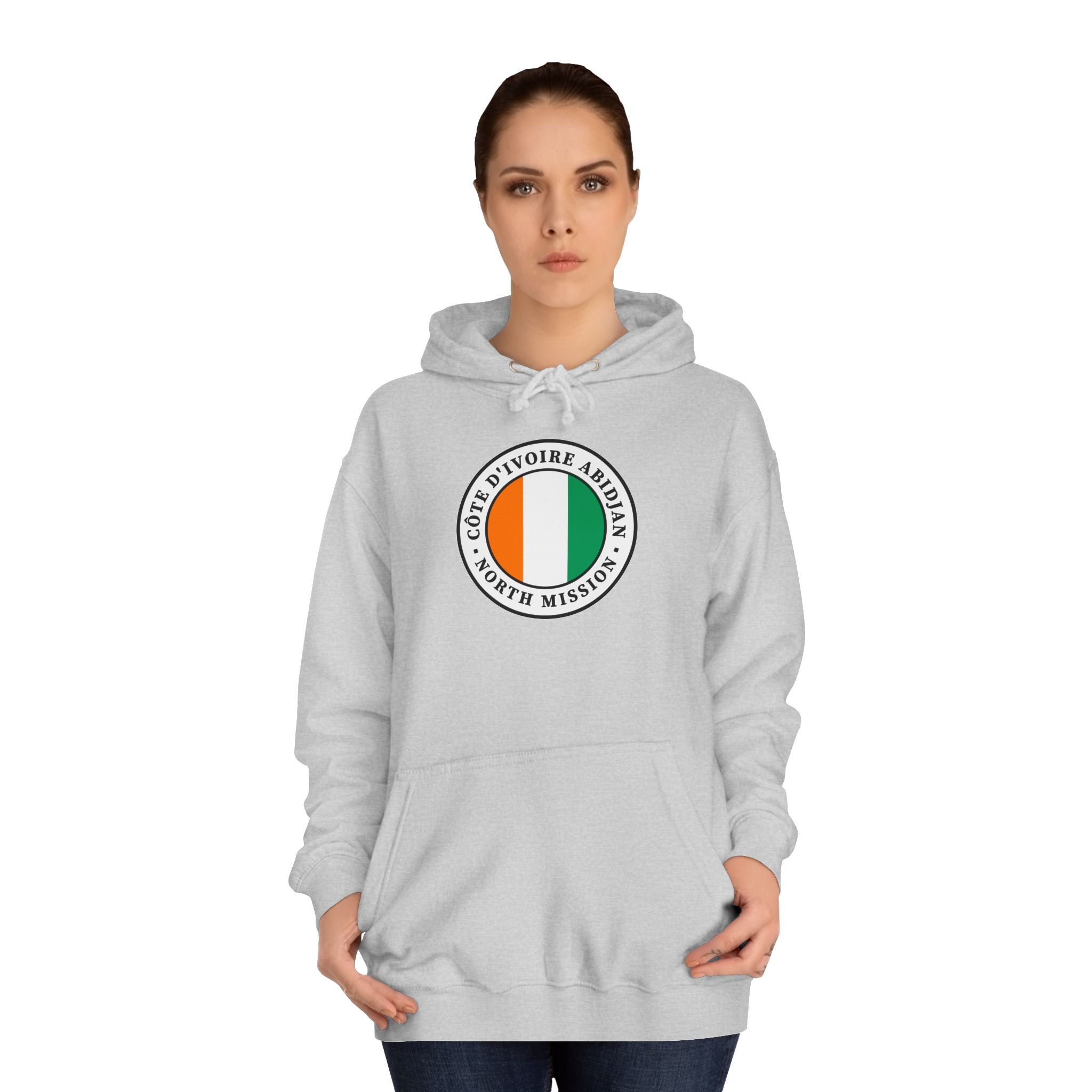 Cote d'Ivoire Abidjan North Mission Flag Logo (White Border) College Hoodie - Mission Wishlist - LDS Missionary Gift Store