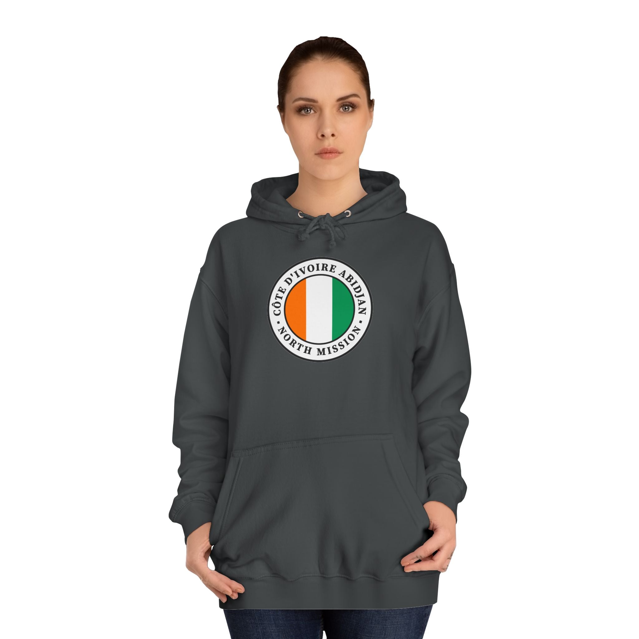 Cote d'Ivoire Abidjan North Mission Flag Logo (White Border) College Hoodie - Mission Wishlist - LDS Missionary Gift Store