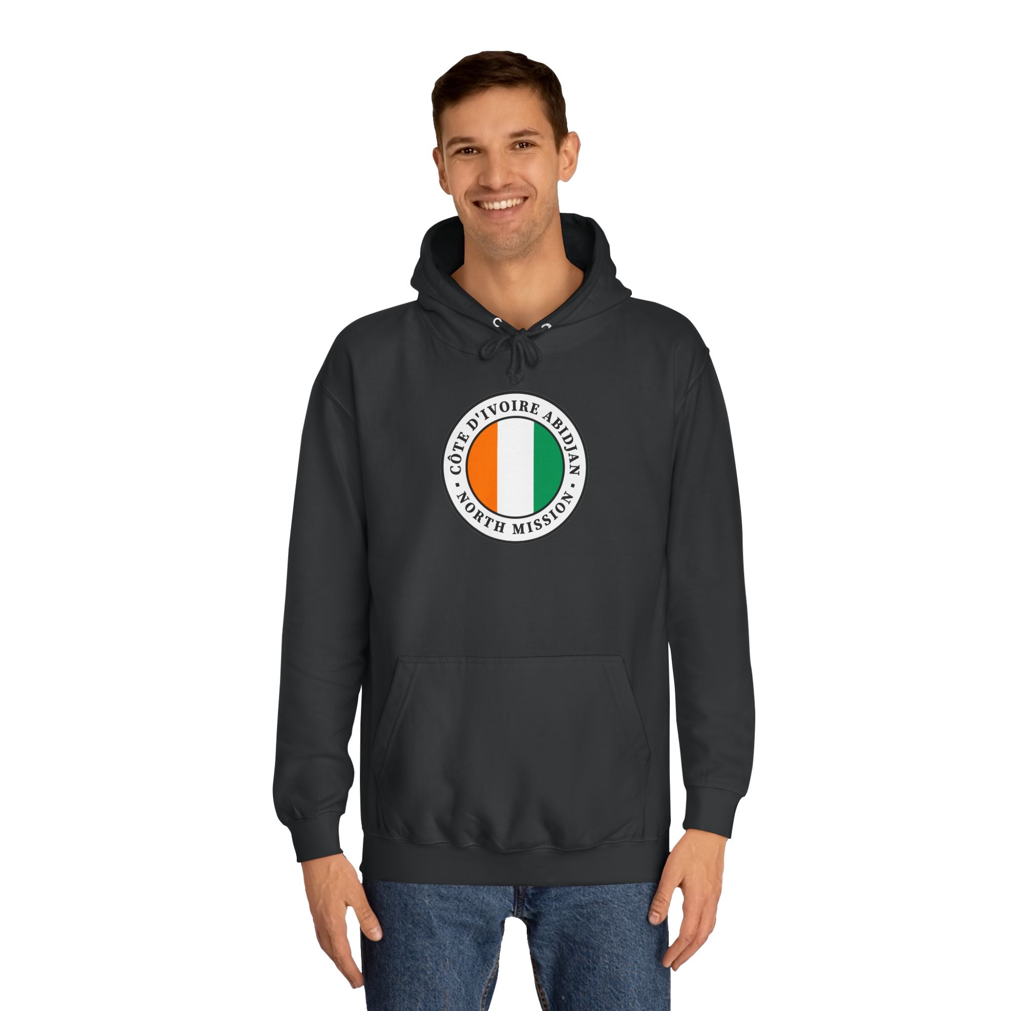 Cote d'Ivoire Abidjan North Mission Flag Logo (White Border) College Hoodie - Mission Wishlist - LDS Missionary Gift Store