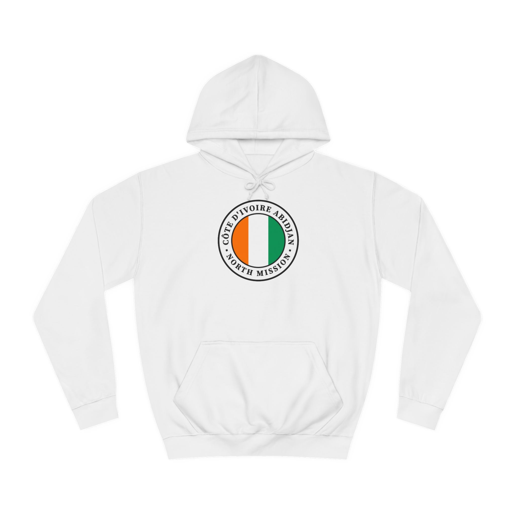 Cote d'Ivoire Abidjan North Mission Flag Logo (White Border) College Hoodie - Mission Wishlist - LDS Missionary Gift Store