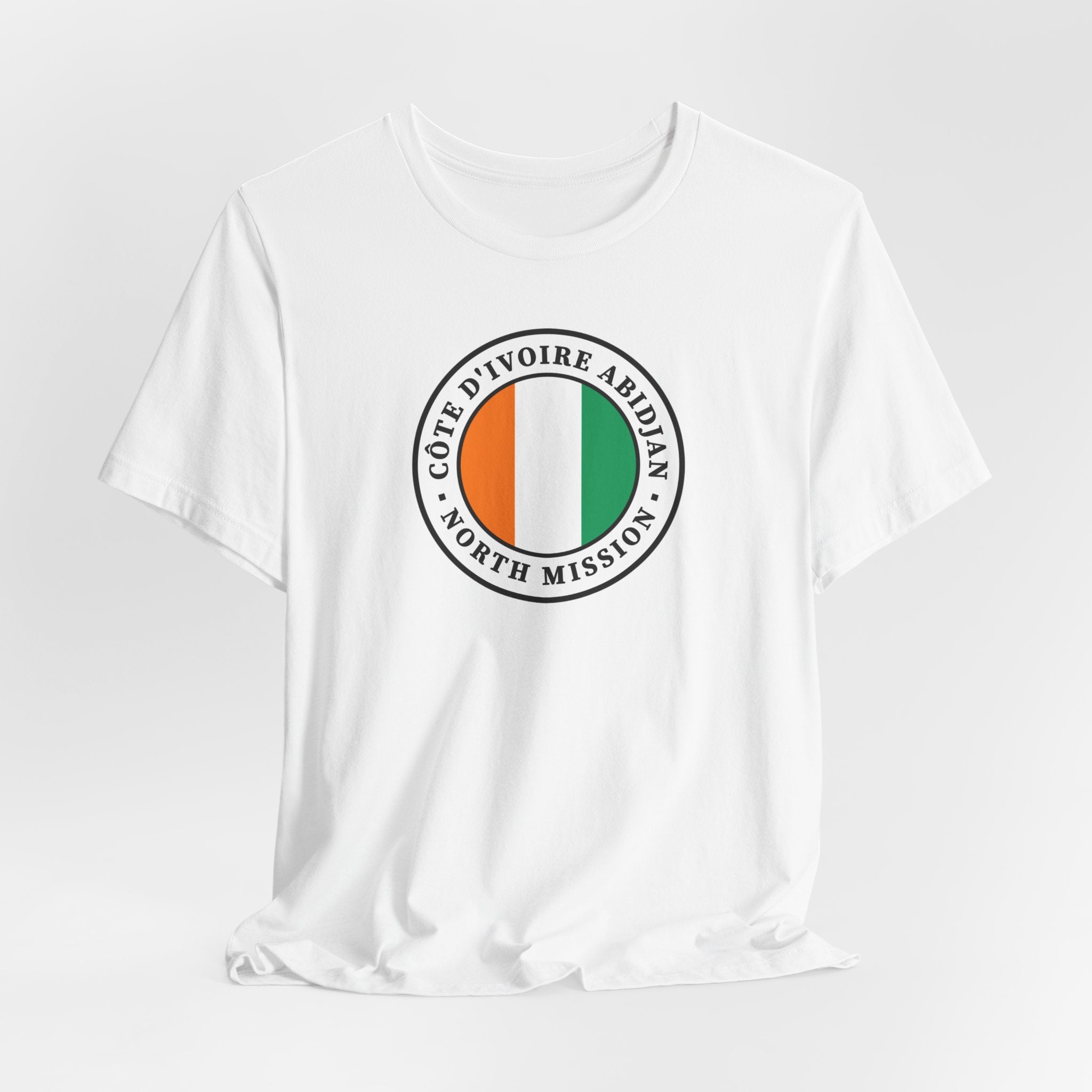 Cote d'Ivoire Abidjan North Mission Flag Logo (White Border) T-shirt - Mission Wishlist - LDS Missionary Gift Store