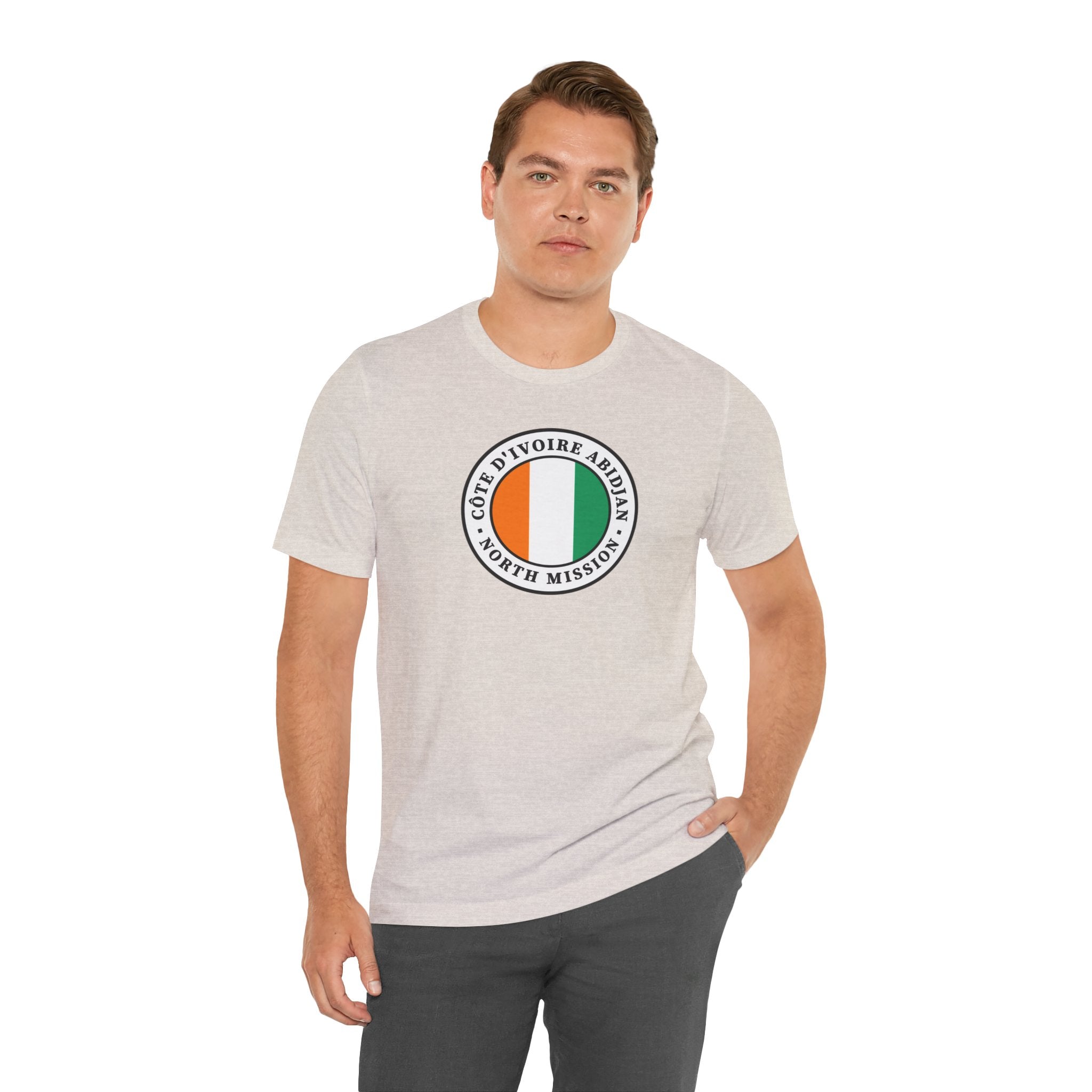 Cote d'Ivoire Abidjan North Mission Flag Logo (White Border) T-shirt - Mission Wishlist - LDS Missionary Gift Store