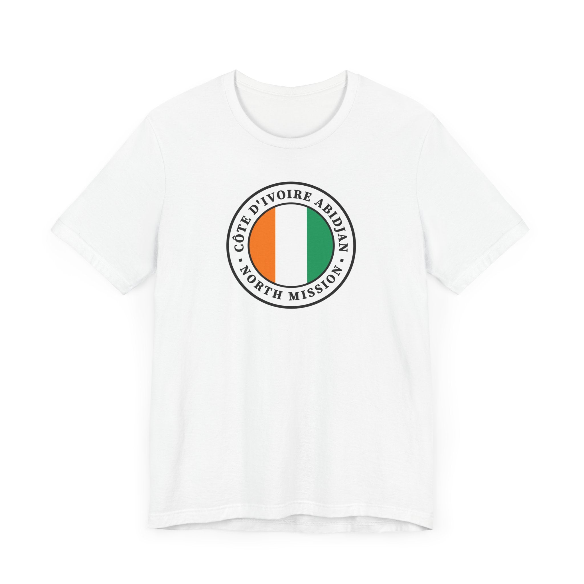 Cote d'Ivoire Abidjan North Mission Flag Logo (White Border) T-shirt - Mission Wishlist - LDS Missionary Gift Store
