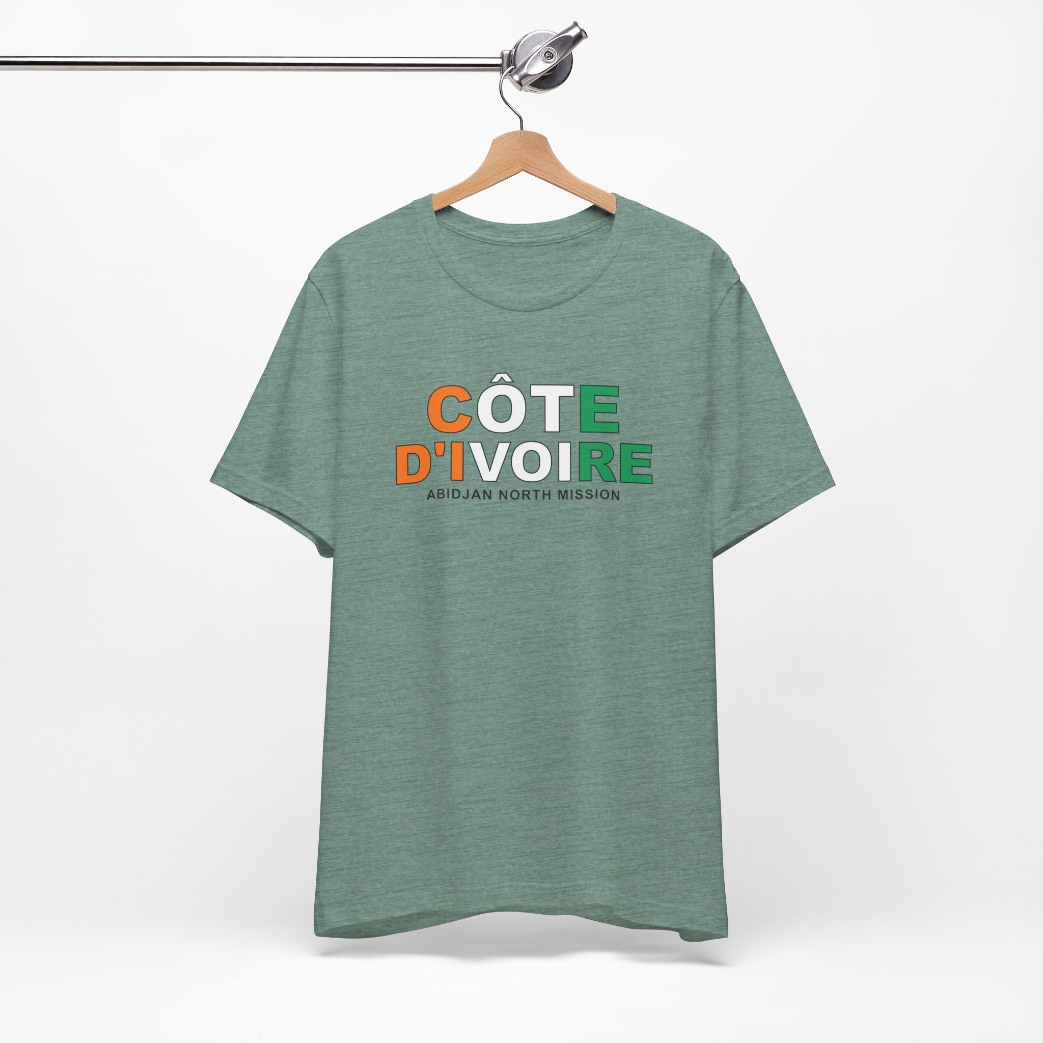 Cote d'Ivoire Abidjan North Mission Flag Title T-shirt - Mission Wishlist - LDS Missionary Gift Store