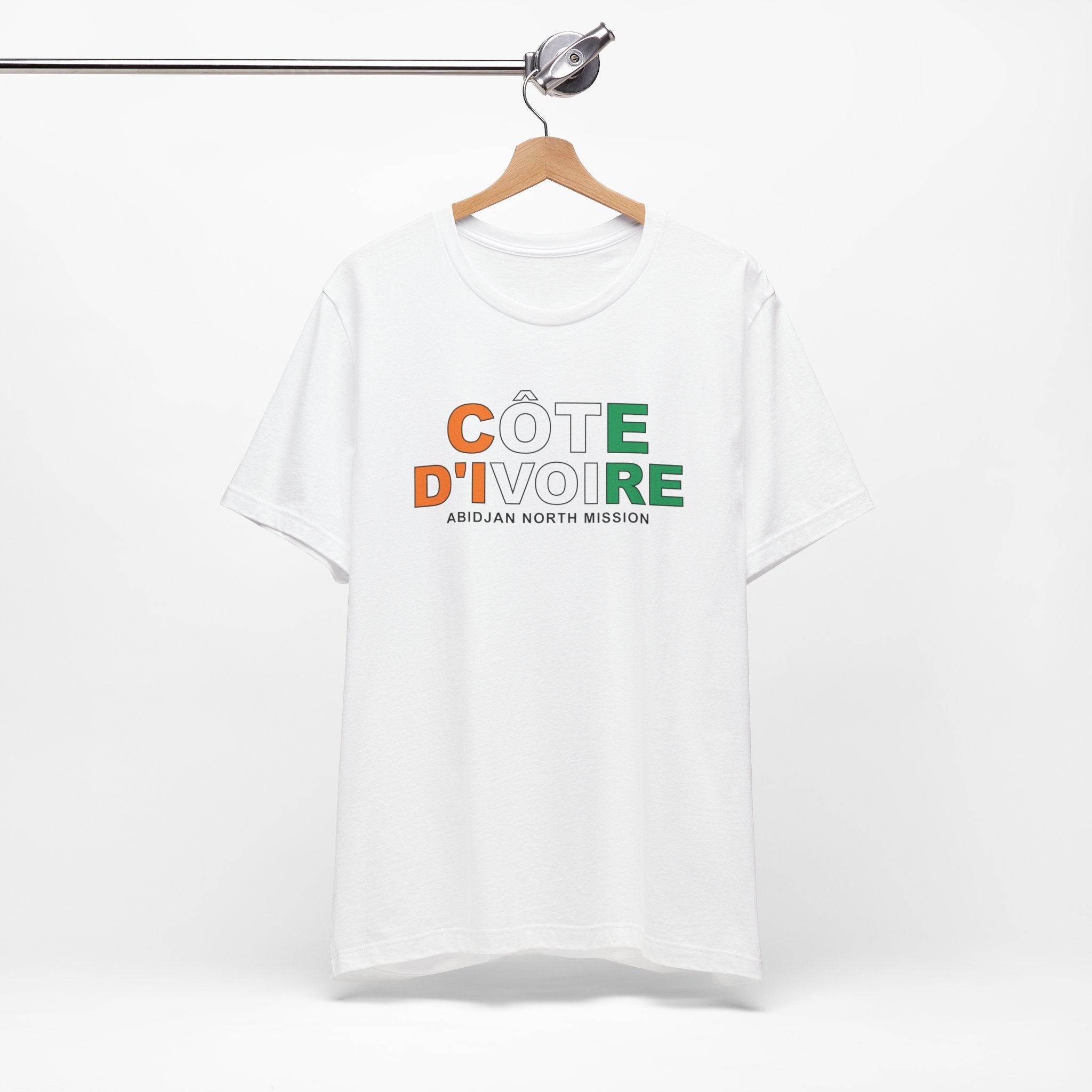 Cote d'Ivoire Abidjan North Mission Flag Title T-shirt - Mission Wishlist - LDS Missionary Gift Store