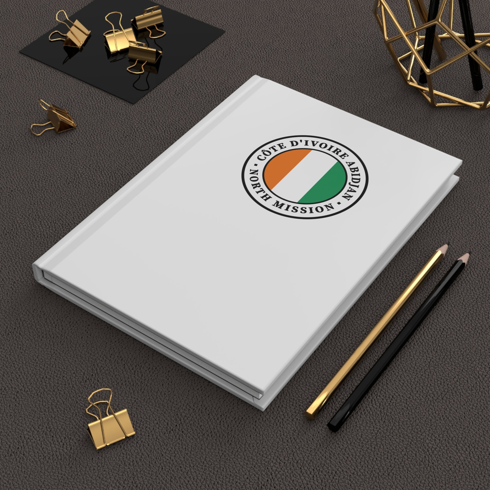 Cote d'Ivoire Abidjan North Mission Logo Design White Hardcover Journal Matte - Mission Wishlist - LDS Missionary Gift Store