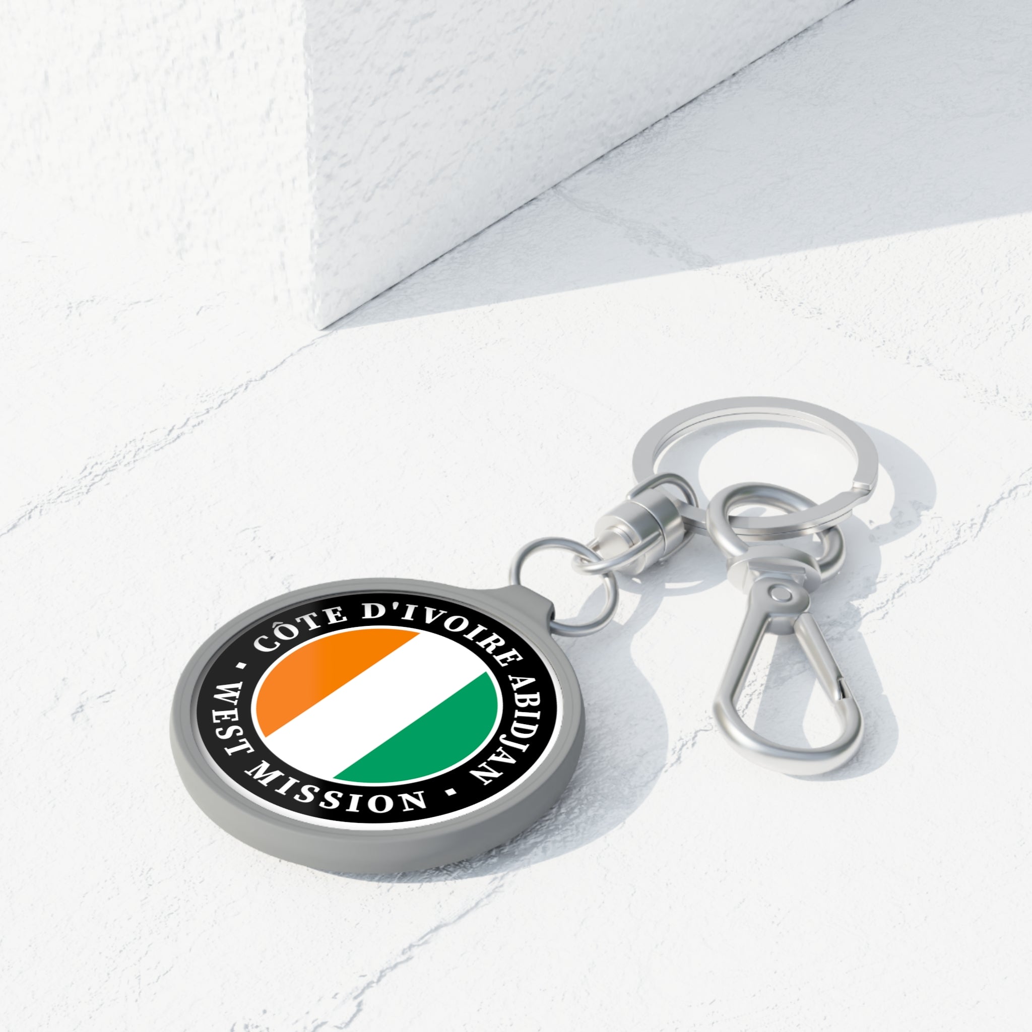 Cote d'Ivoire Abidjan West Mission Circle Flag Key Tag - Mission Wishlist - LDS Missionary Gift Store