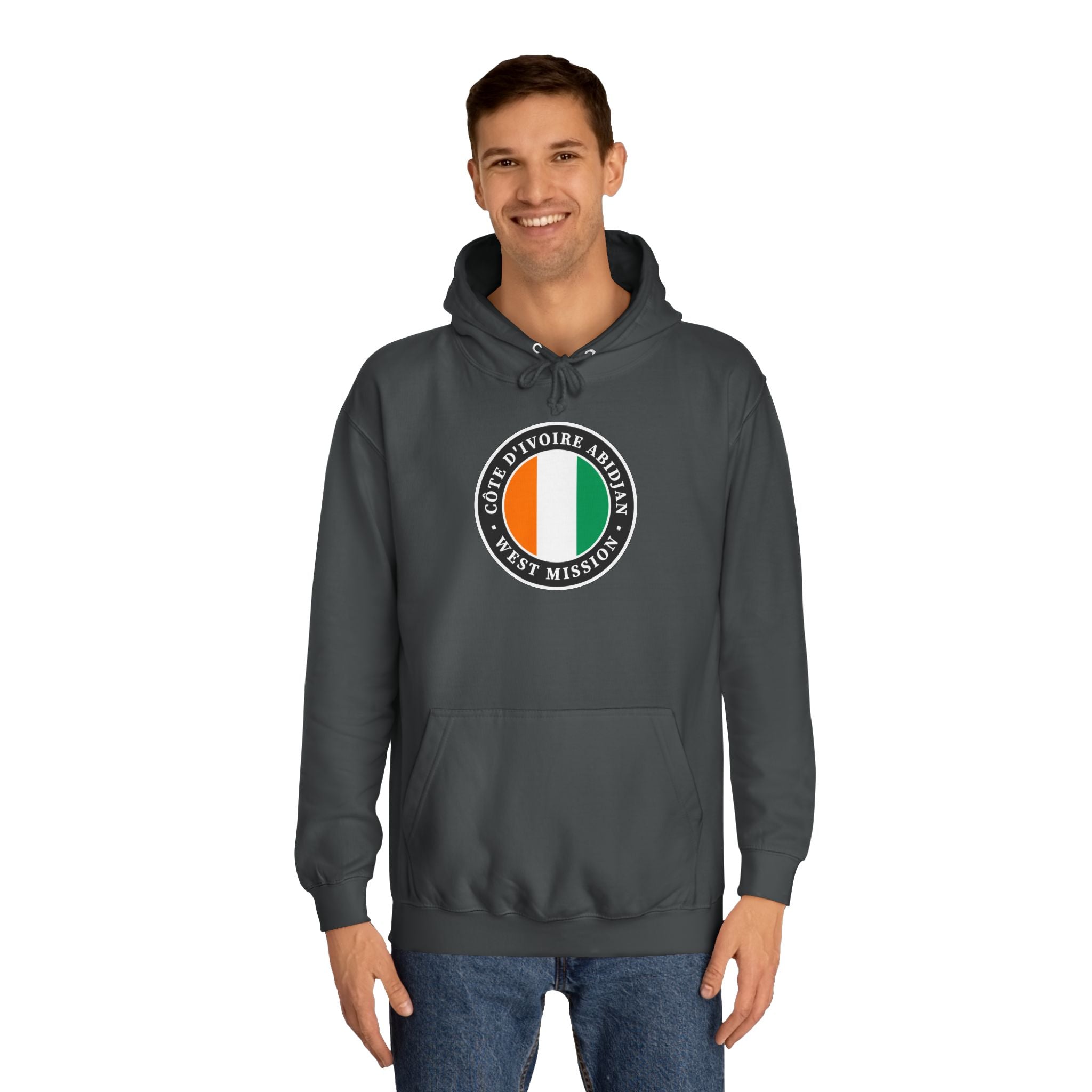 Cote d'Ivoire Abidjan West Mission Flag Logo (Black Border) College Hoodie - Mission Wishlist - LDS Missionary Gift Store