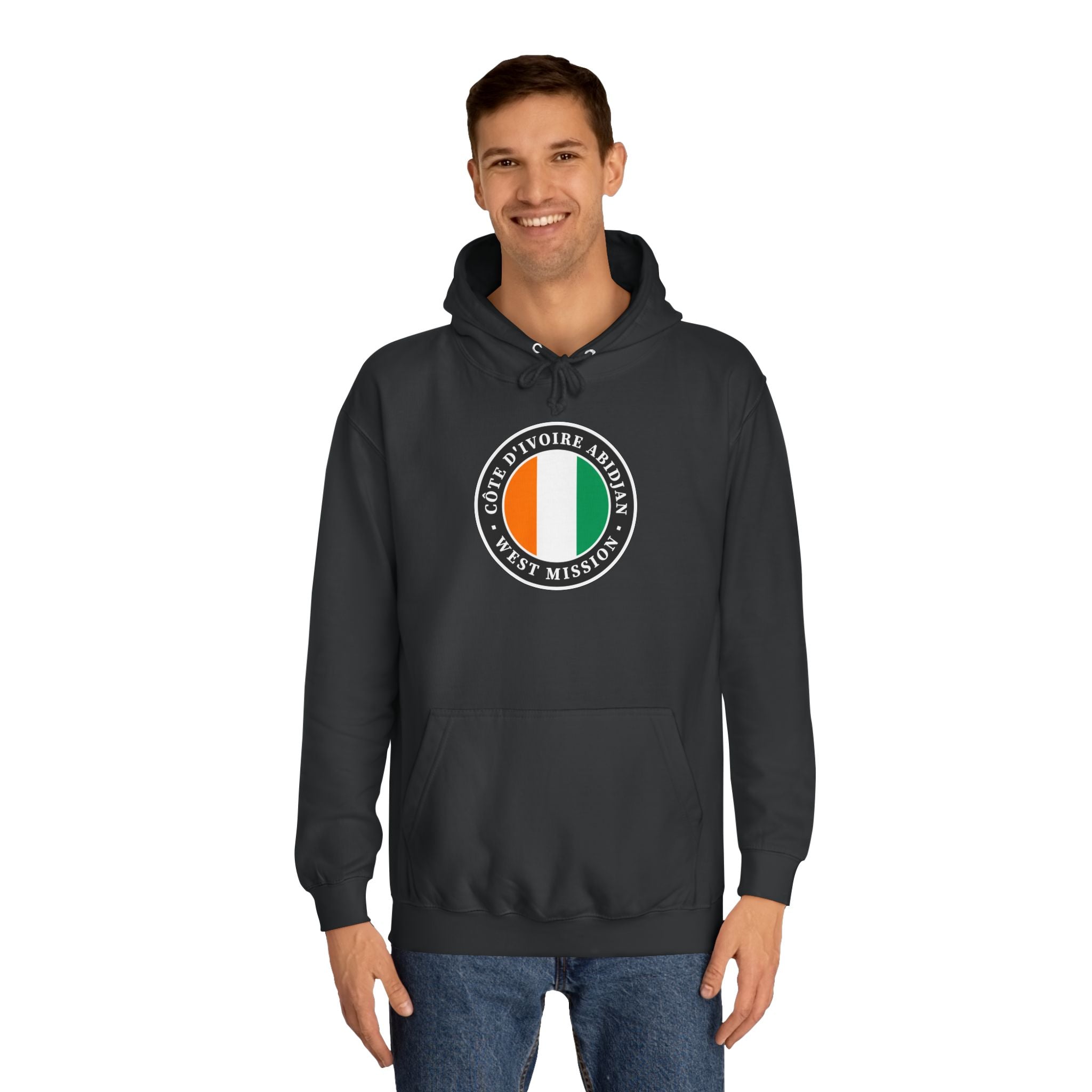Cote d'Ivoire Abidjan West Mission Flag Logo (Black Border) College Hoodie - Mission Wishlist - LDS Missionary Gift Store