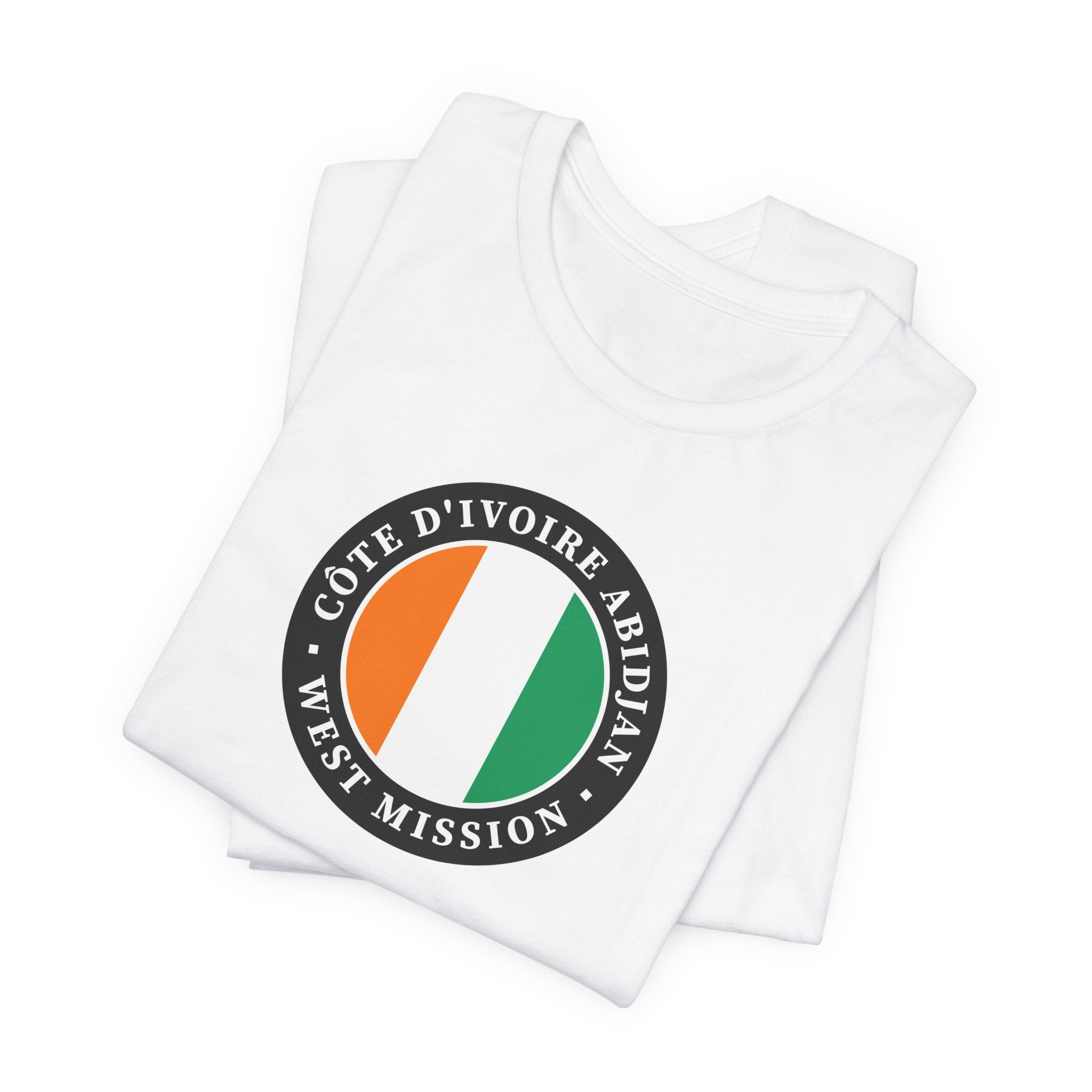 Cote d'Ivoire Abidjan West Mission Flag Logo (Black Border) T-shirt - Mission Wishlist - LDS Missionary Gift Store