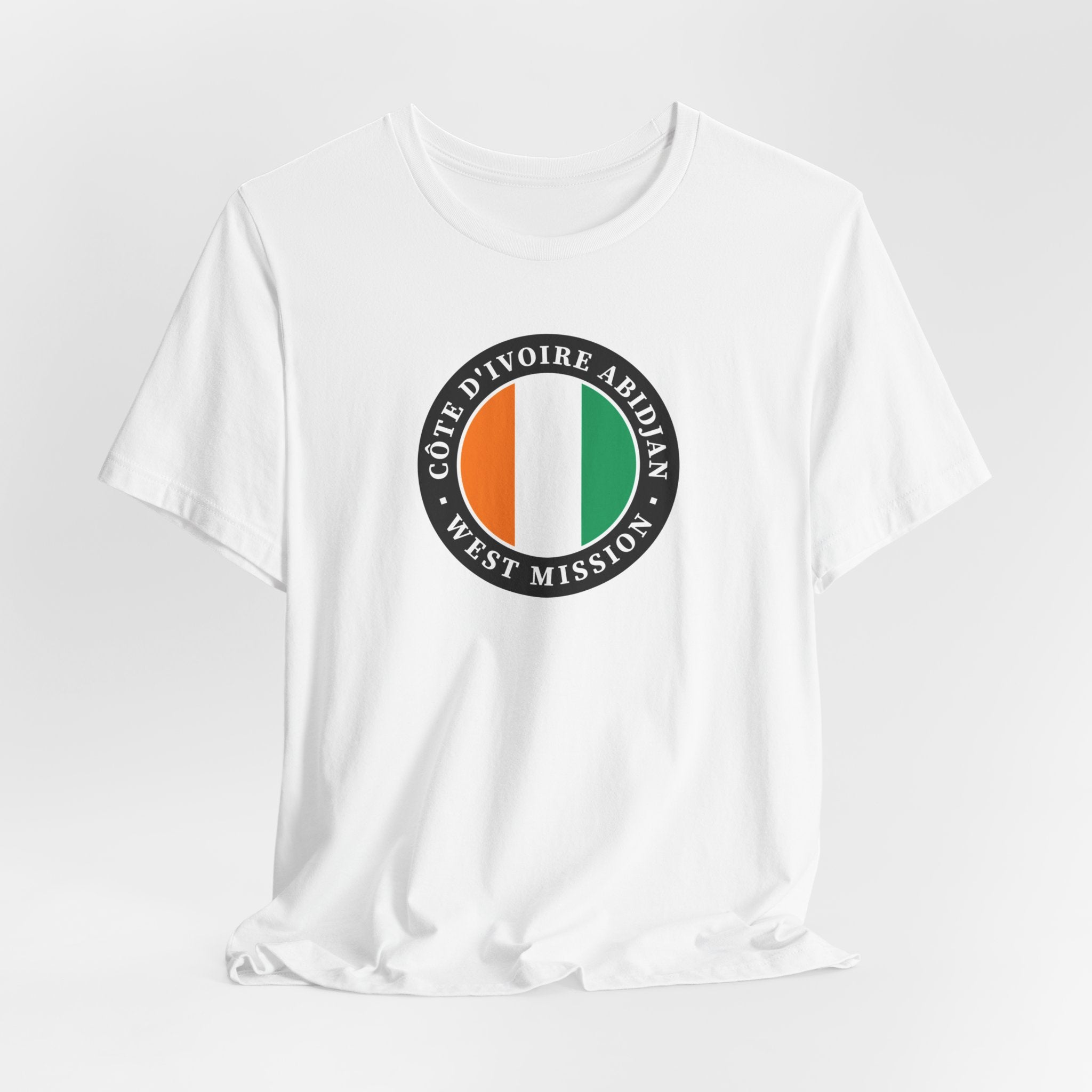 Cote d'Ivoire Abidjan West Mission Flag Logo (Black Border) T-shirt - Mission Wishlist - LDS Missionary Gift Store