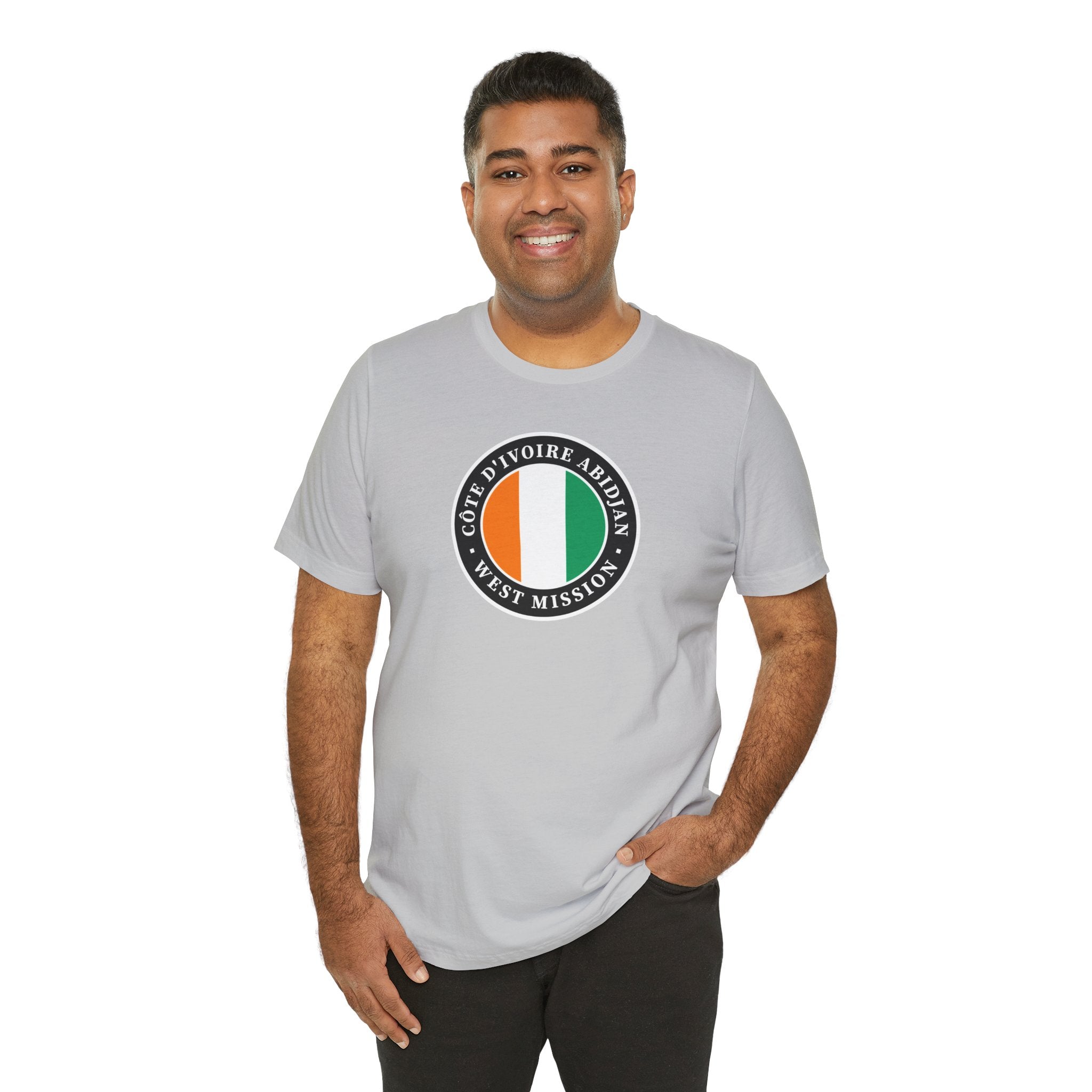 Cote d'Ivoire Abidjan West Mission Flag Logo (Black Border) T-shirt - Mission Wishlist - LDS Missionary Gift Store