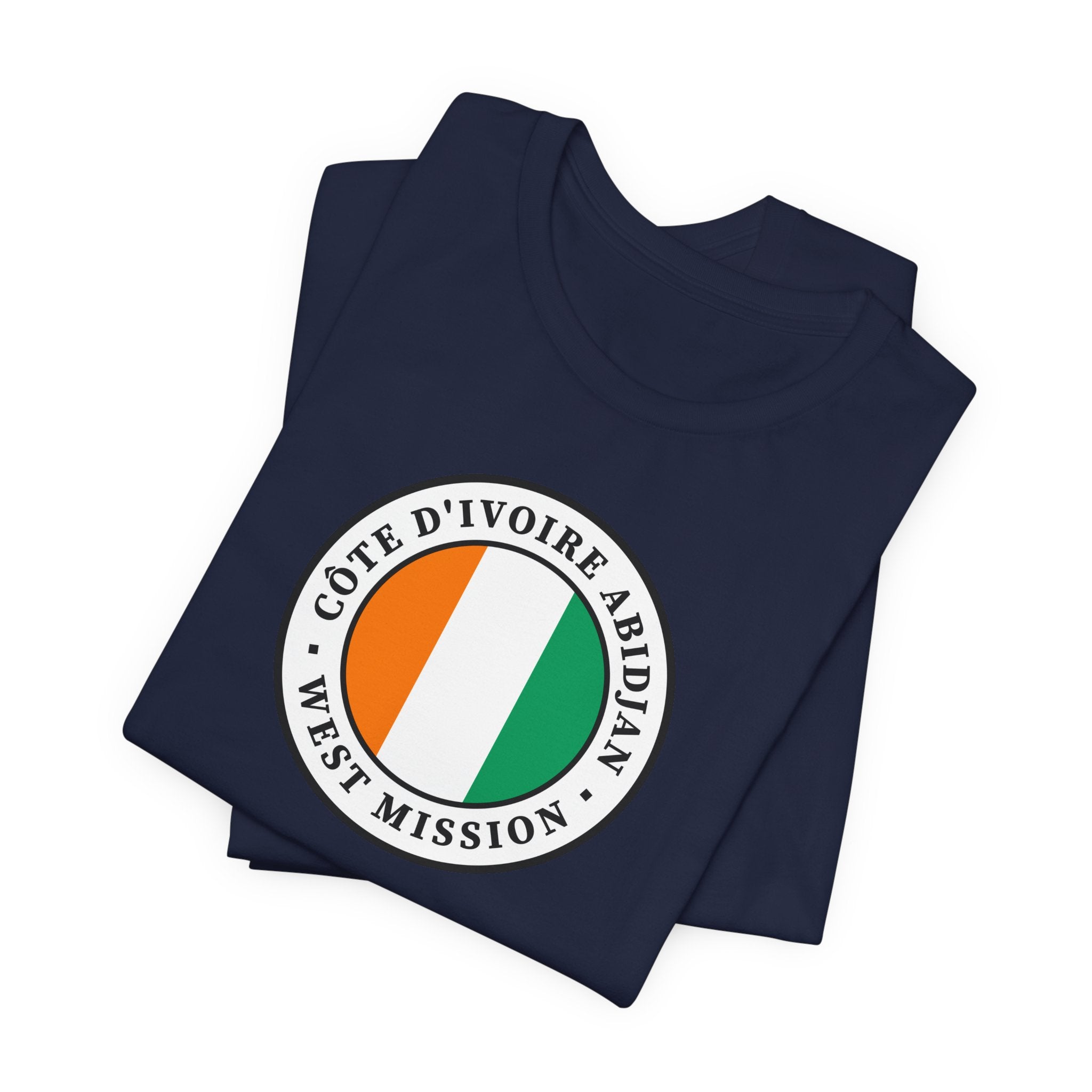 Cote d'Ivoire Abidjan West Mission Flag Logo (White Border) T-shirt - Mission Wishlist - LDS Missionary Gift Store