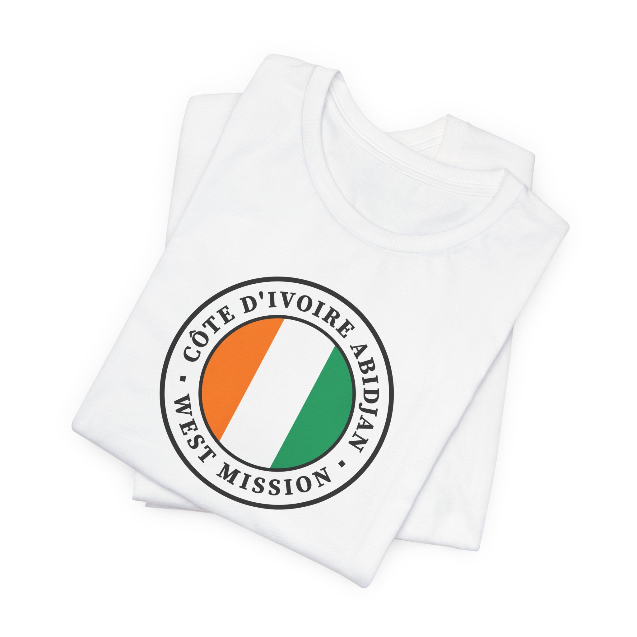 Cote d'Ivoire Abidjan West Mission Flag Logo (White Border) T-shirt - Mission Wishlist - LDS Missionary Gift Store