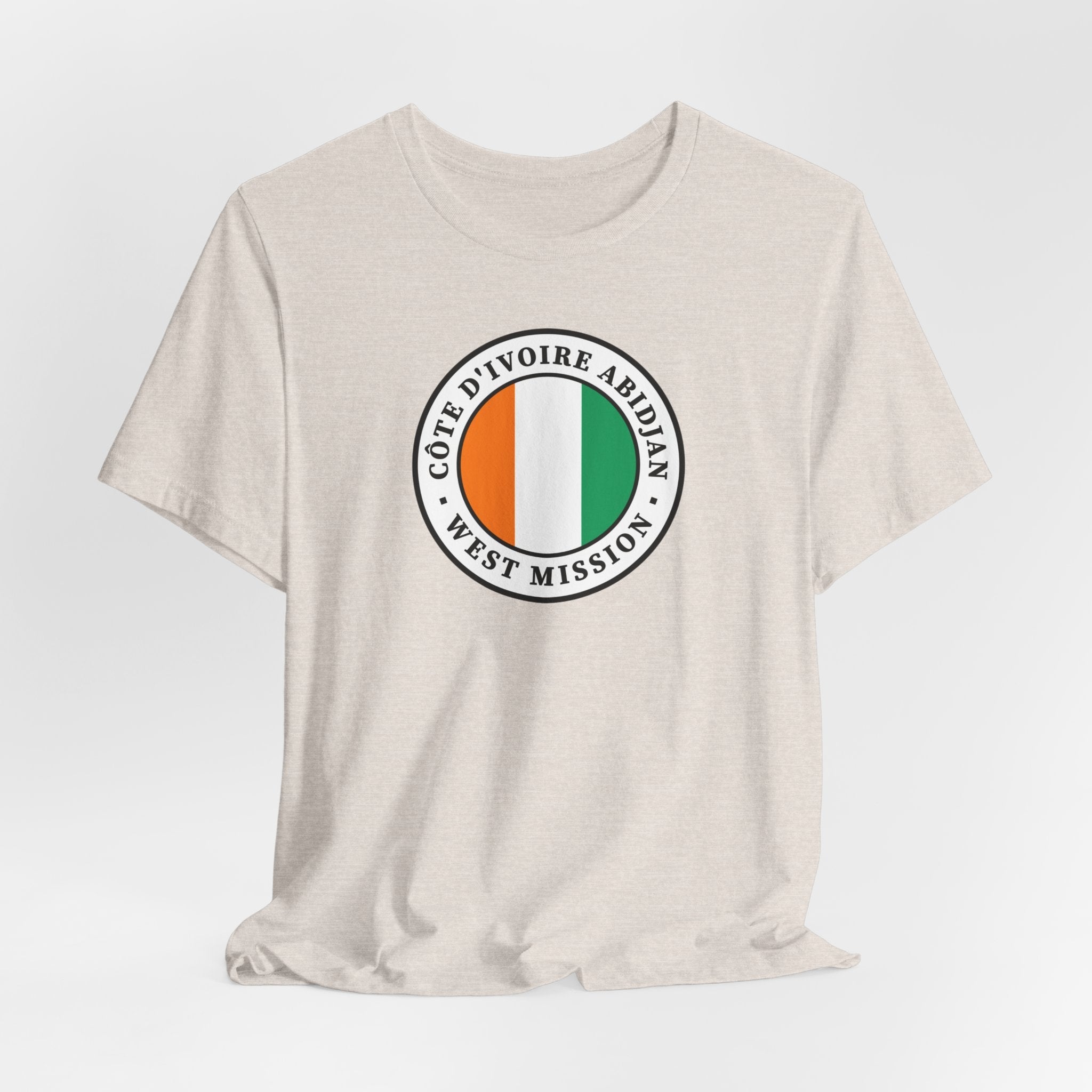 Cote d'Ivoire Abidjan West Mission Flag Logo (White Border) T-shirt - Mission Wishlist - LDS Missionary Gift Store