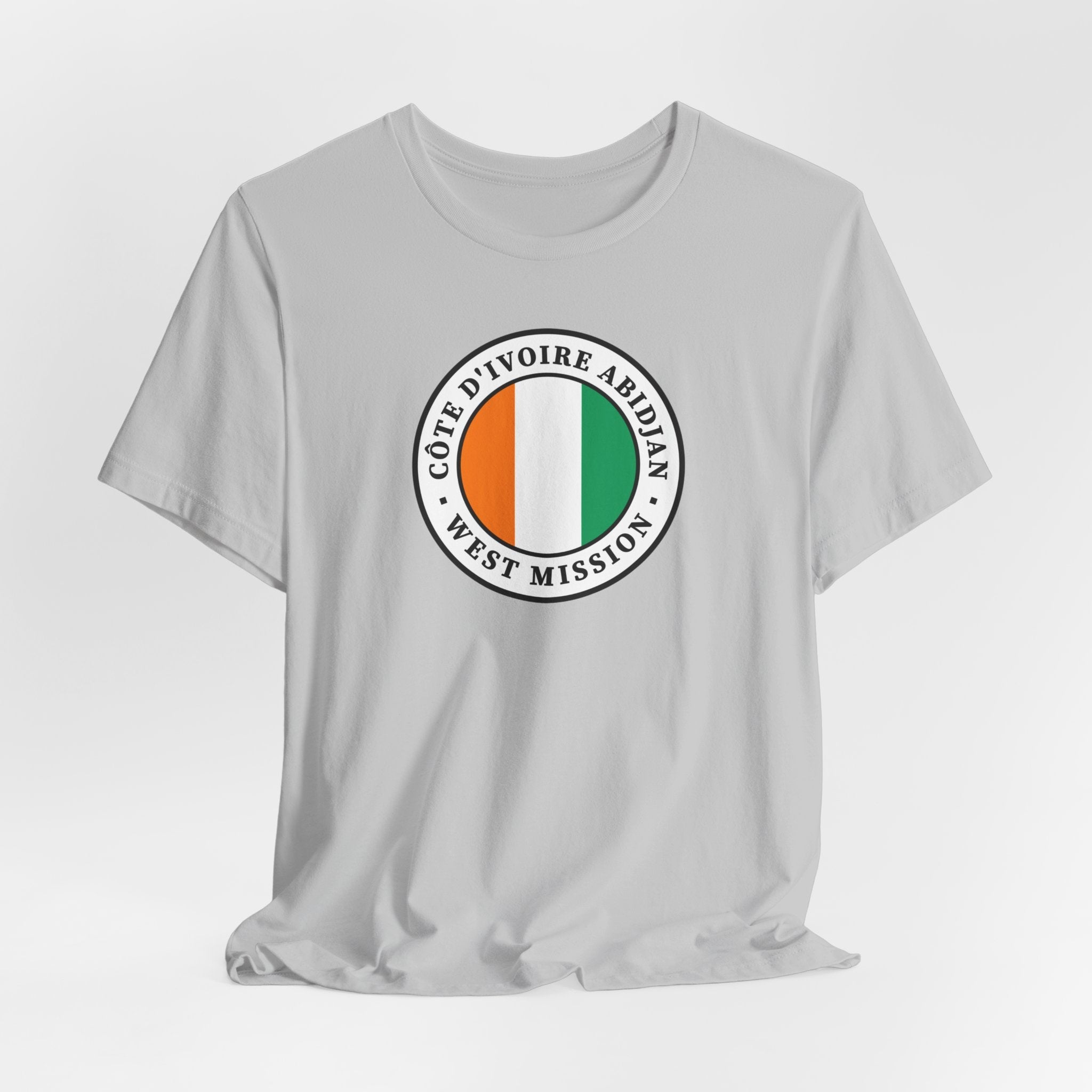 Cote d'Ivoire Abidjan West Mission Flag Logo (White Border) T-shirt - Mission Wishlist - LDS Missionary Gift Store