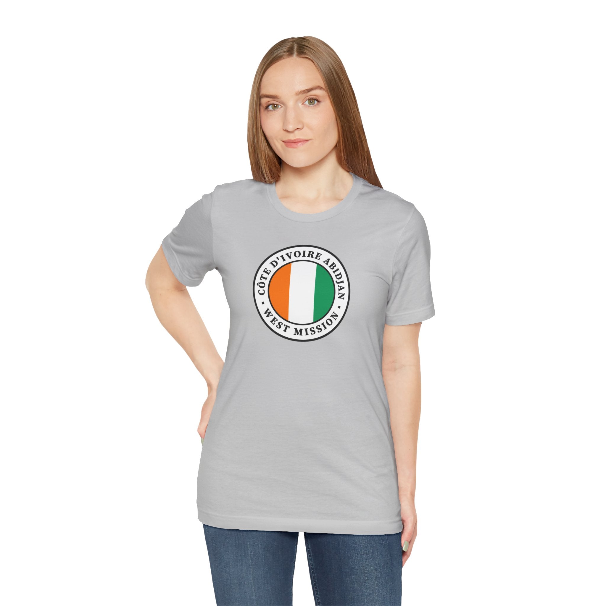 Cote d'Ivoire Abidjan West Mission Flag Logo (White Border) T-shirt - Mission Wishlist - LDS Missionary Gift Store