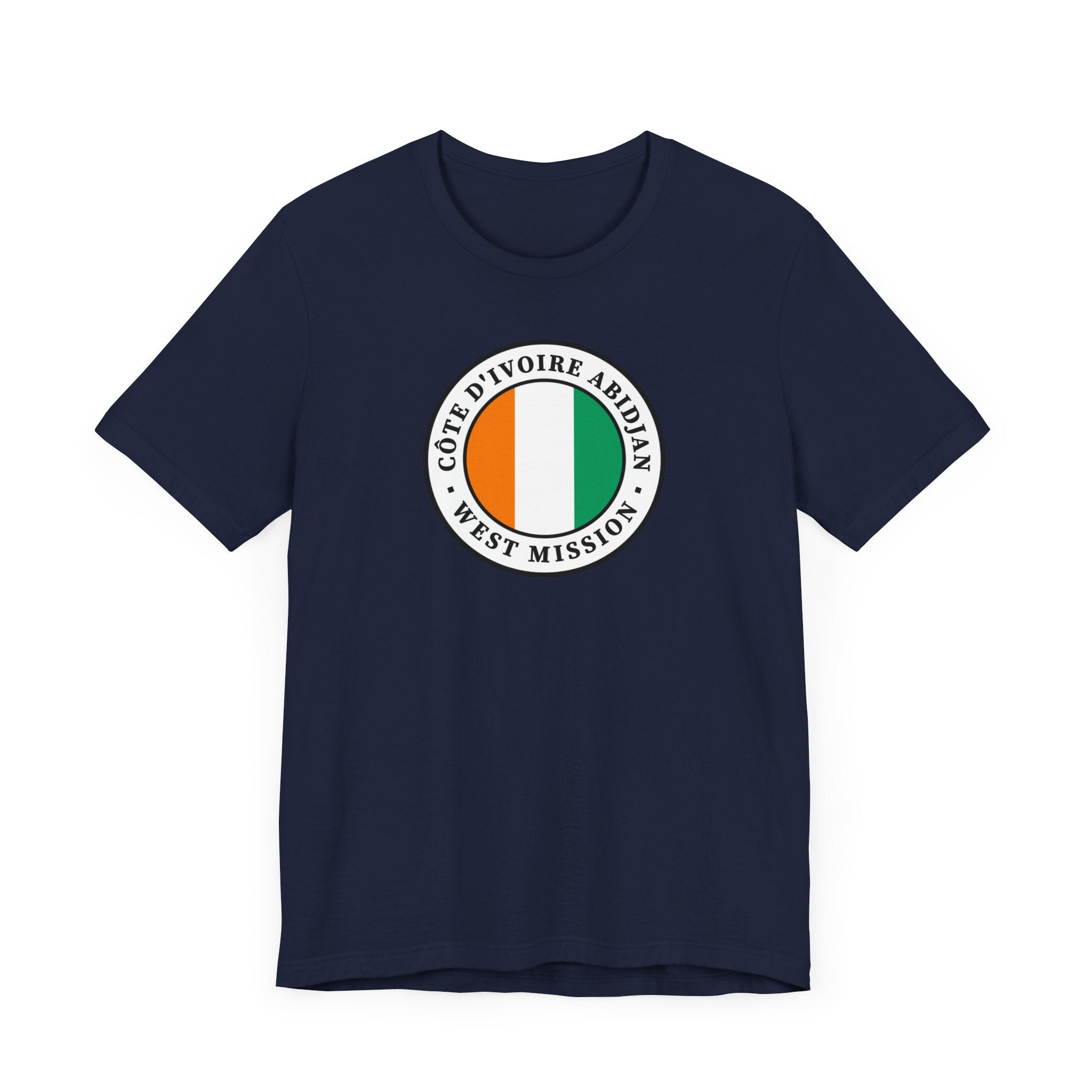 Cote d'Ivoire Abidjan West Mission Flag Logo (White Border) T-shirt - Mission Wishlist - LDS Missionary Gift Store