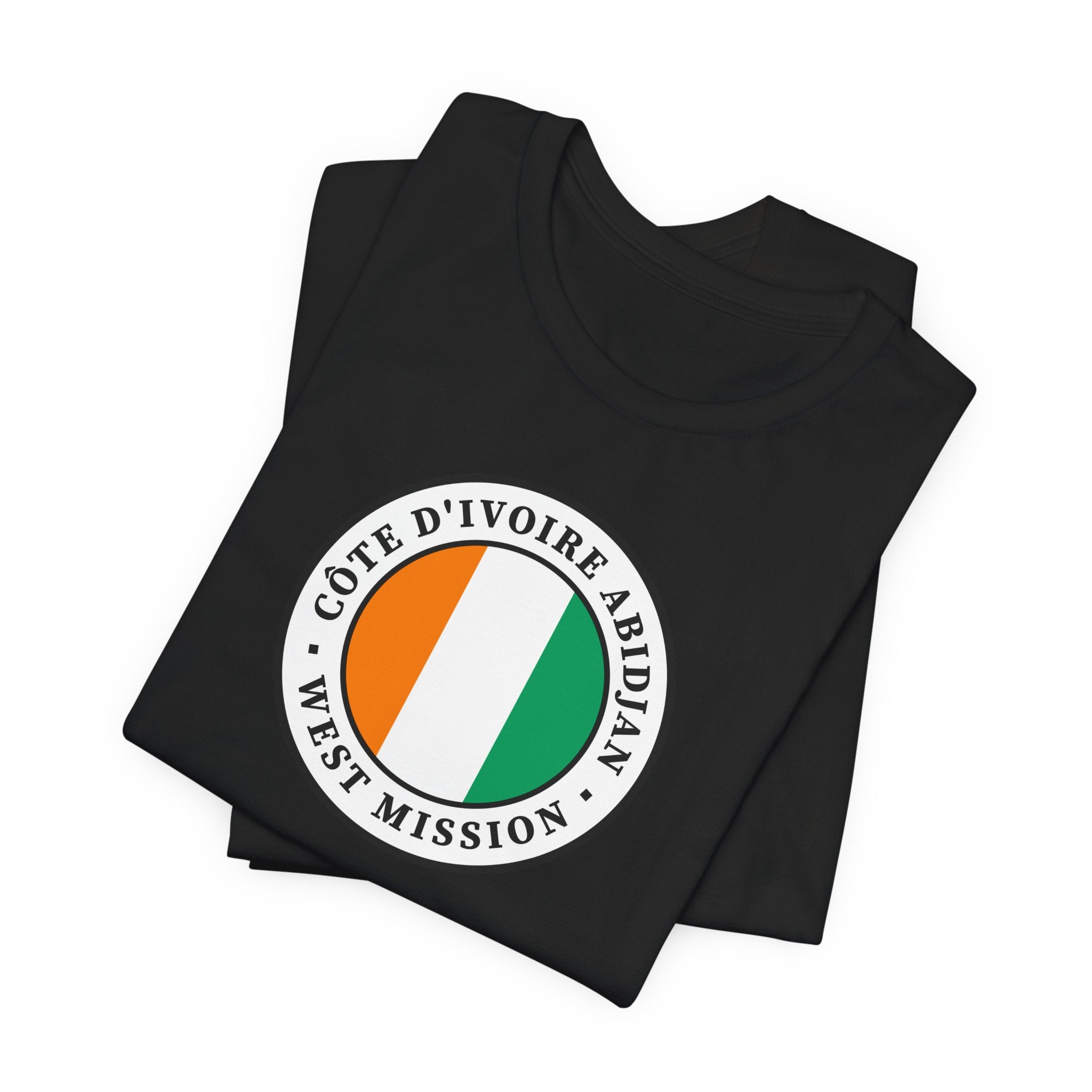 Cote d'Ivoire Abidjan West Mission Flag Logo (White Border) T-shirt - Mission Wishlist - LDS Missionary Gift Store