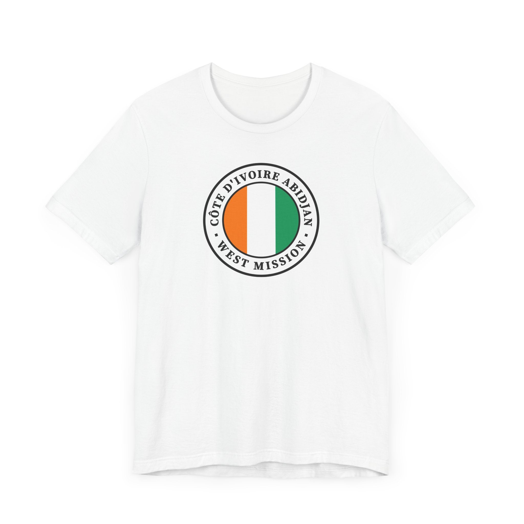 Cote d'Ivoire Abidjan West Mission Flag Logo (White Border) T-shirt - Mission Wishlist - LDS Missionary Gift Store