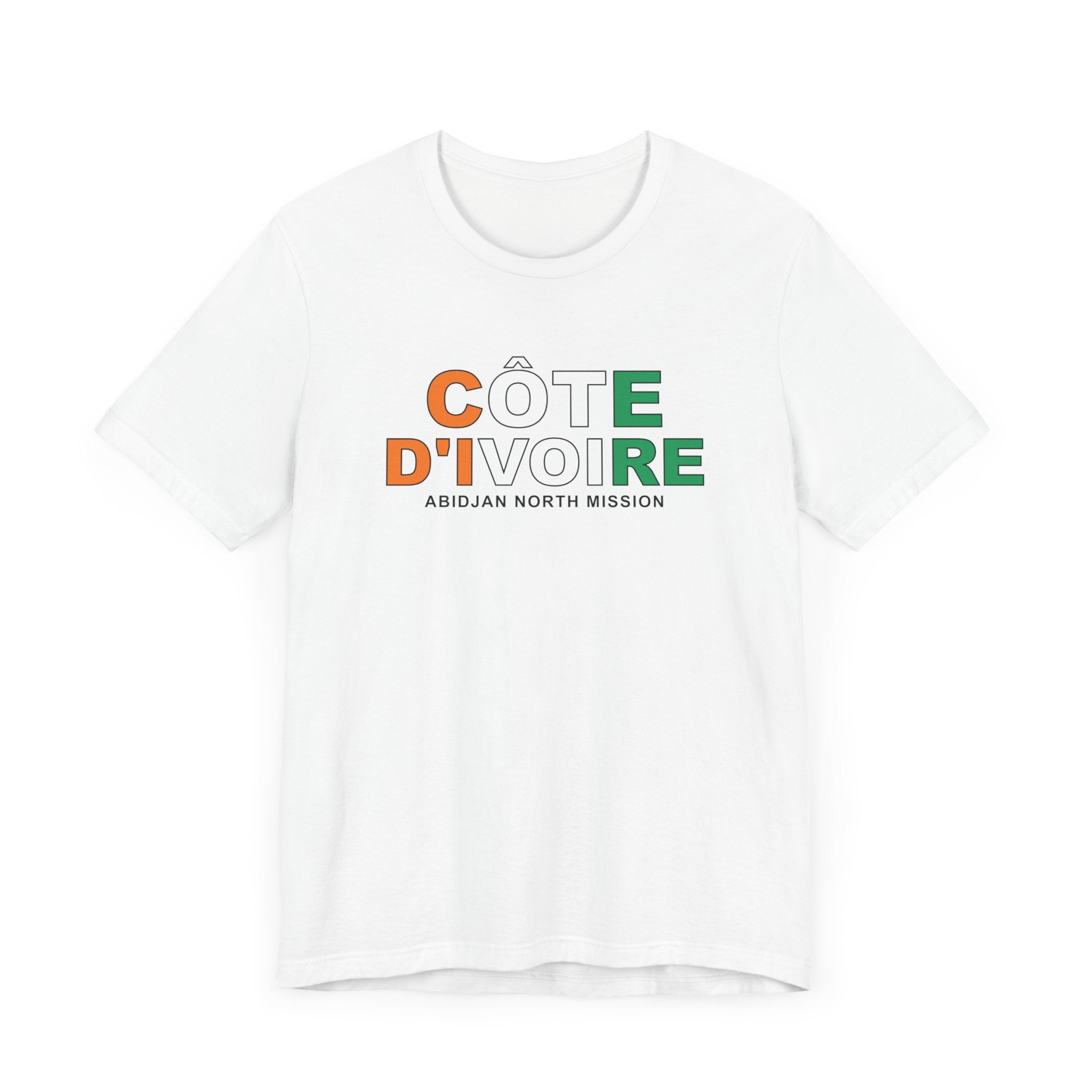 Cote d'Ivoire Abidjan West Mission Flag Title T-shirt - Mission Wishlist - LDS Missionary Gift Store