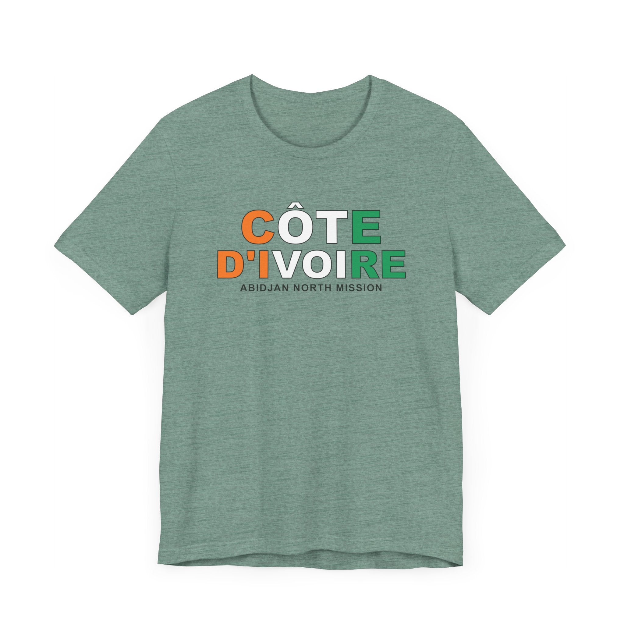 Cote d'Ivoire Abidjan West Mission Flag Title T-shirt - Mission Wishlist - LDS Missionary Gift Store