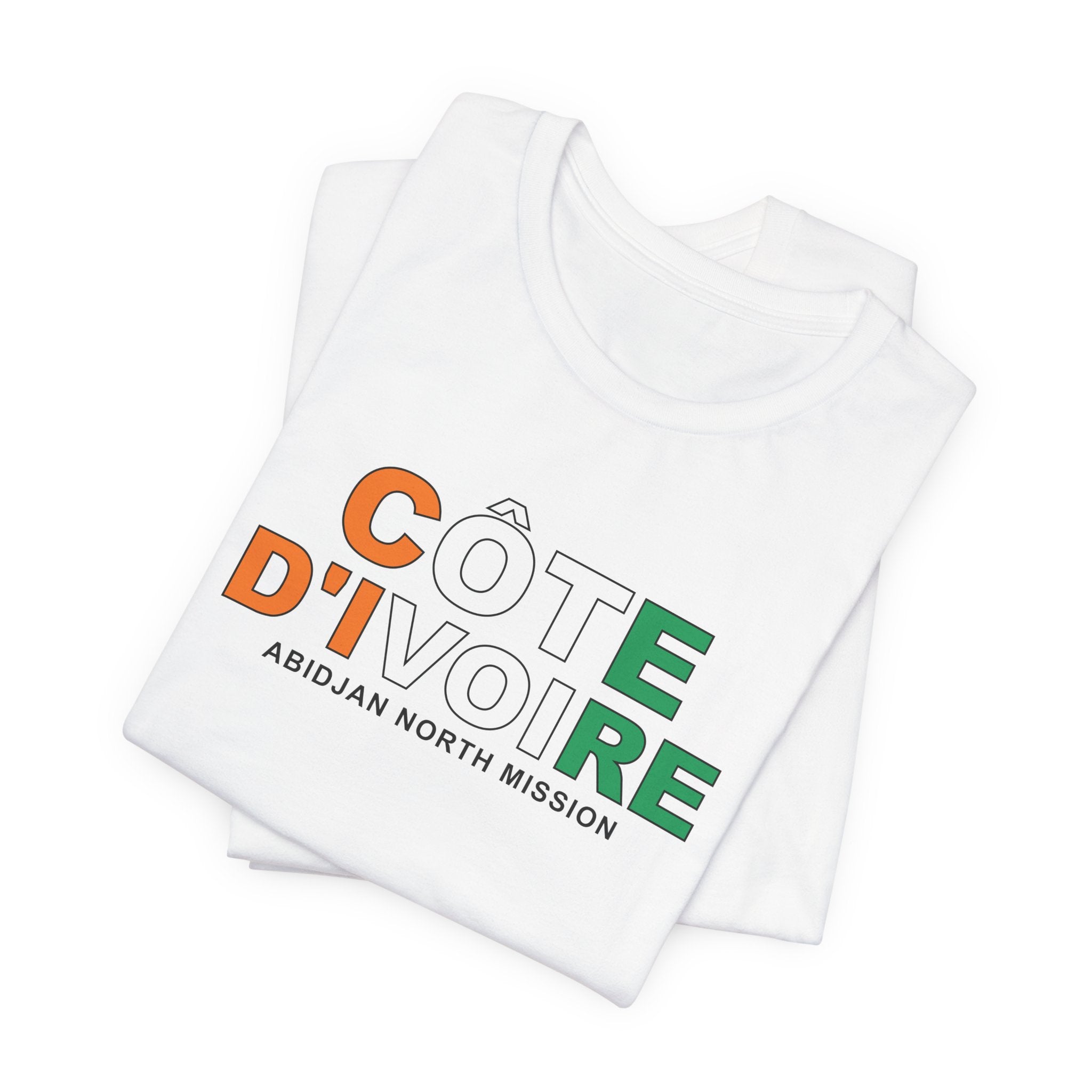 Cote d'Ivoire Abidjan West Mission Flag Title T-shirt - Mission Wishlist - LDS Missionary Gift Store