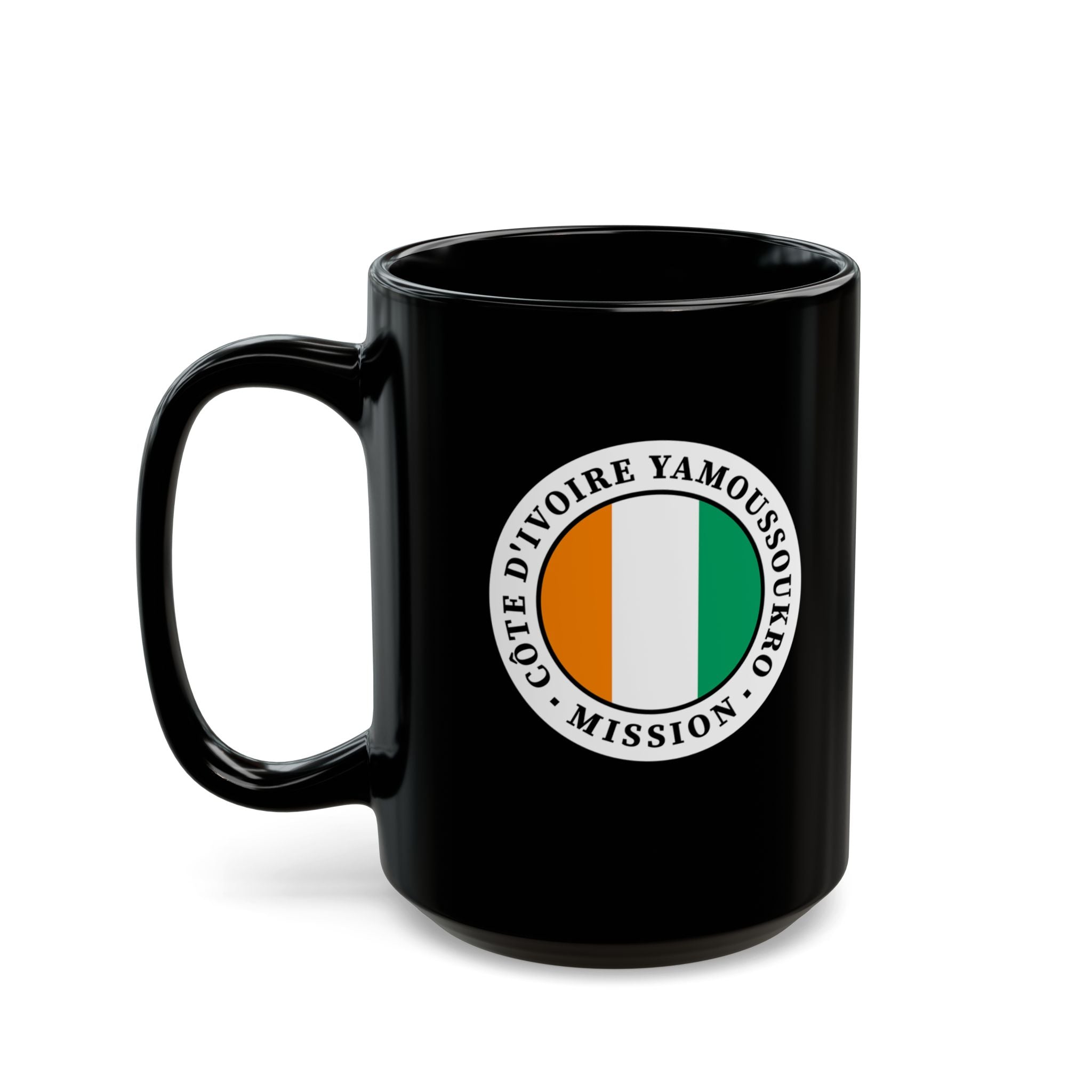 Cote d'Ivoire Yamoussoukro Mission Circular Flag Black Ceramic Mug - Mission Wishlist - LDS Missionary Gift Store