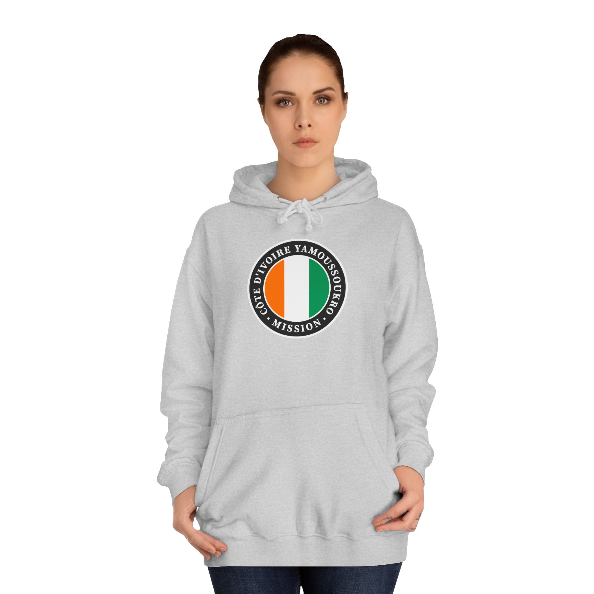 Cote d'Ivoire Yamoussoukro Mission Flag Logo (Black Border) College Hoodie - Mission Wishlist - LDS Missionary Gift Store