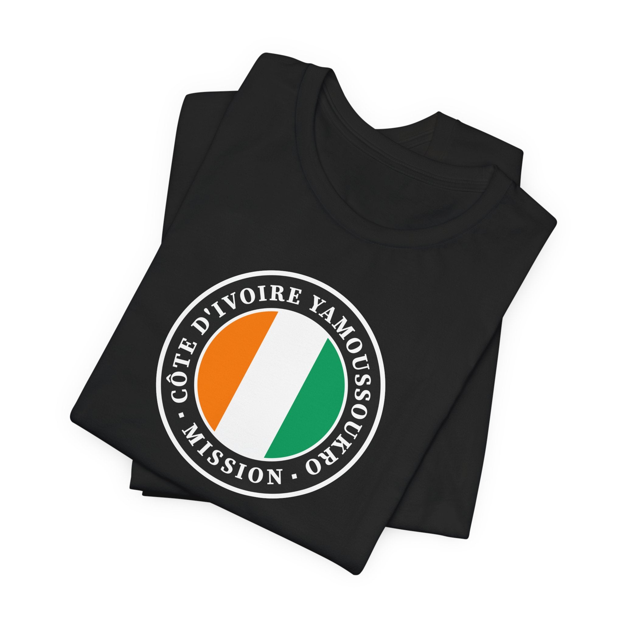 Cote d'Ivoire Yamoussoukro Mission Flag Logo (Black Border) T-shirt - Mission Wishlist - LDS Missionary Gift Store