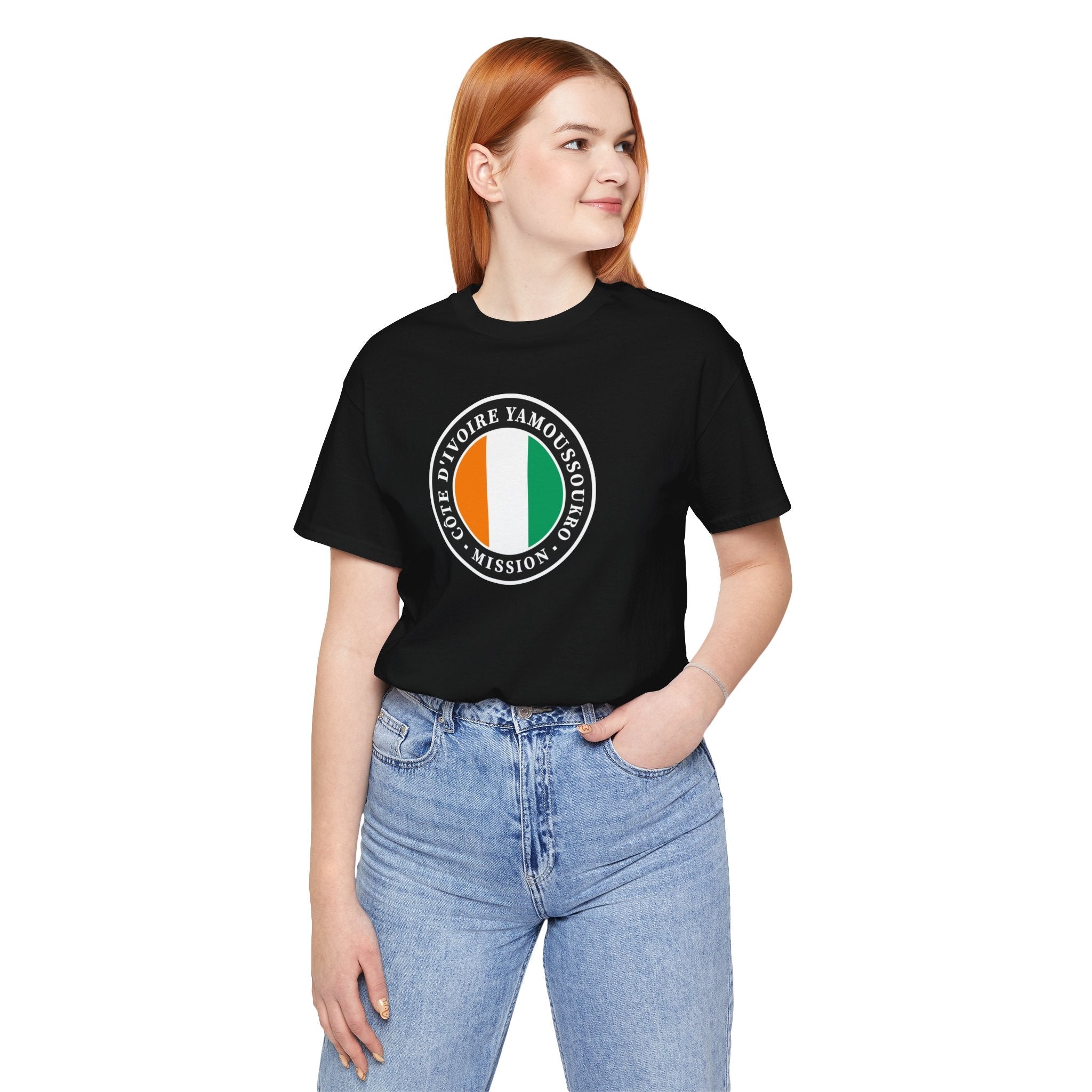 Cote d'Ivoire Yamoussoukro Mission Flag Logo (Black Border) T-shirt - Mission Wishlist - LDS Missionary Gift Store