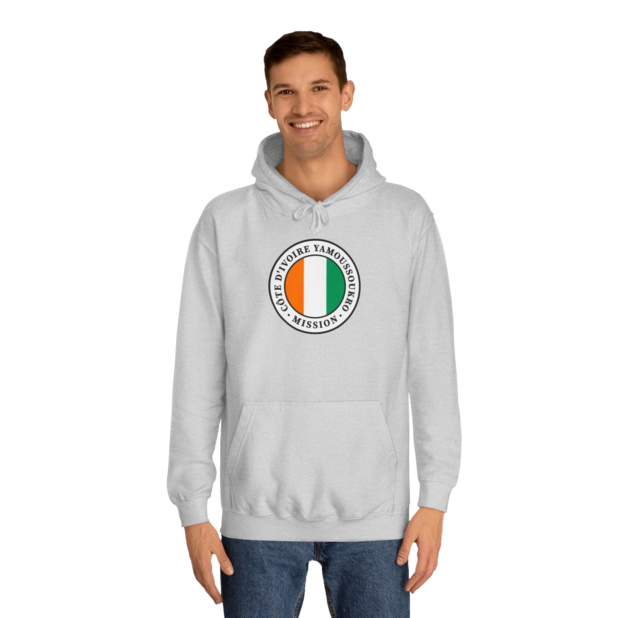 Cote d'Ivoire Yamoussoukro Mission Flag Logo (White Border) College Hoodie - Mission Wishlist - LDS Missionary Gift Store