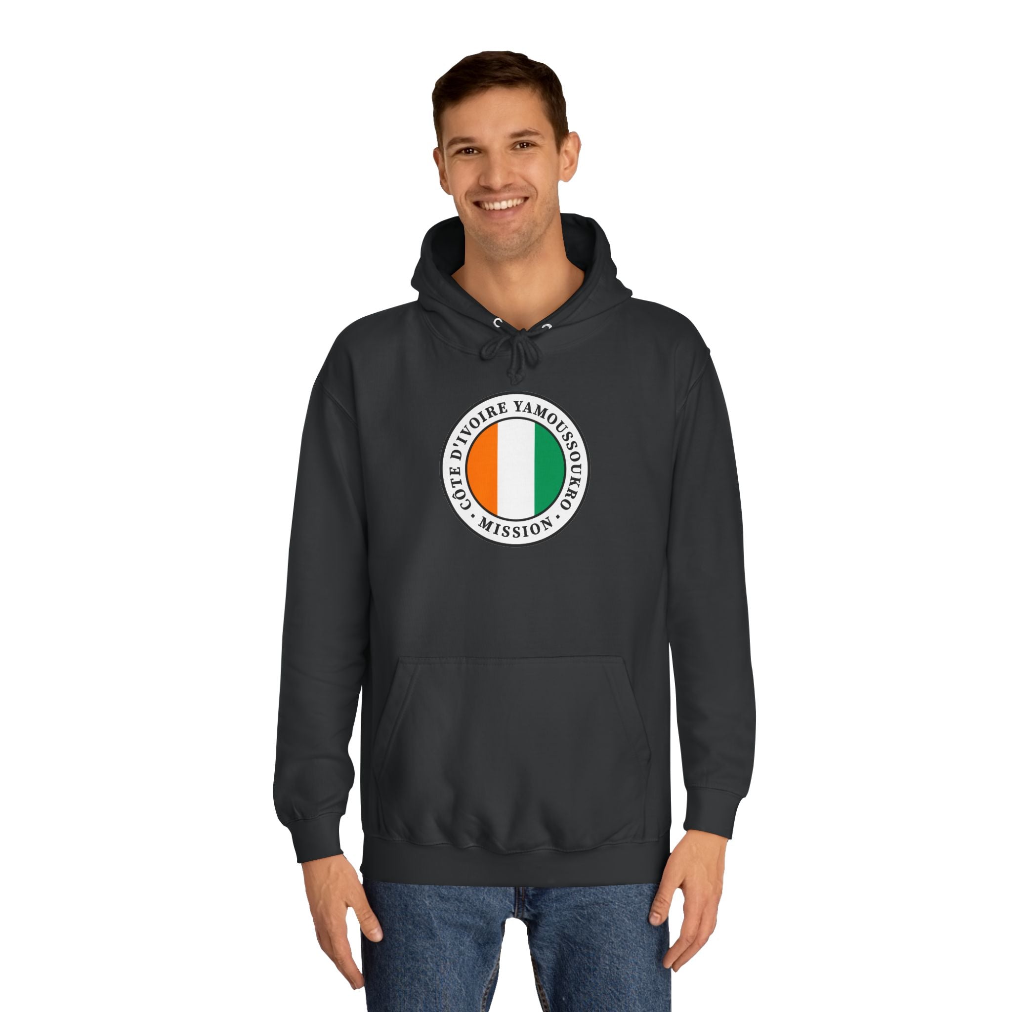 Cote d'Ivoire Yamoussoukro Mission Flag Logo (White Border) College Hoodie - Mission Wishlist - LDS Missionary Gift Store