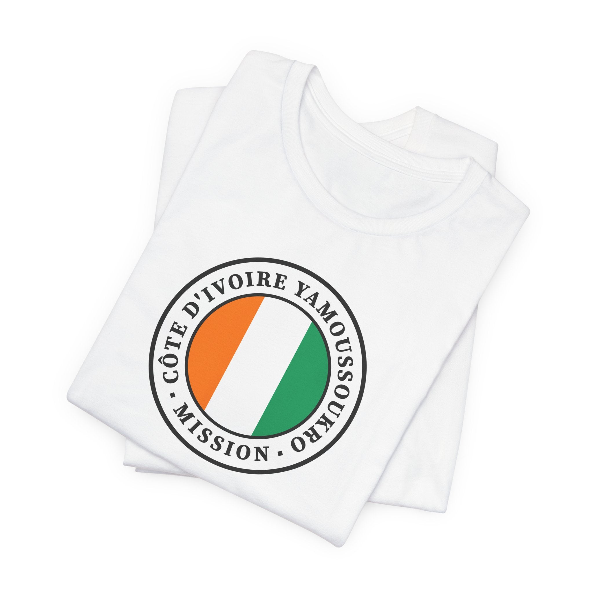 Cote d'Ivoire Yamoussoukro Mission Flag Logo (White Border) T-shirt - Mission Wishlist - LDS Missionary Gift Store