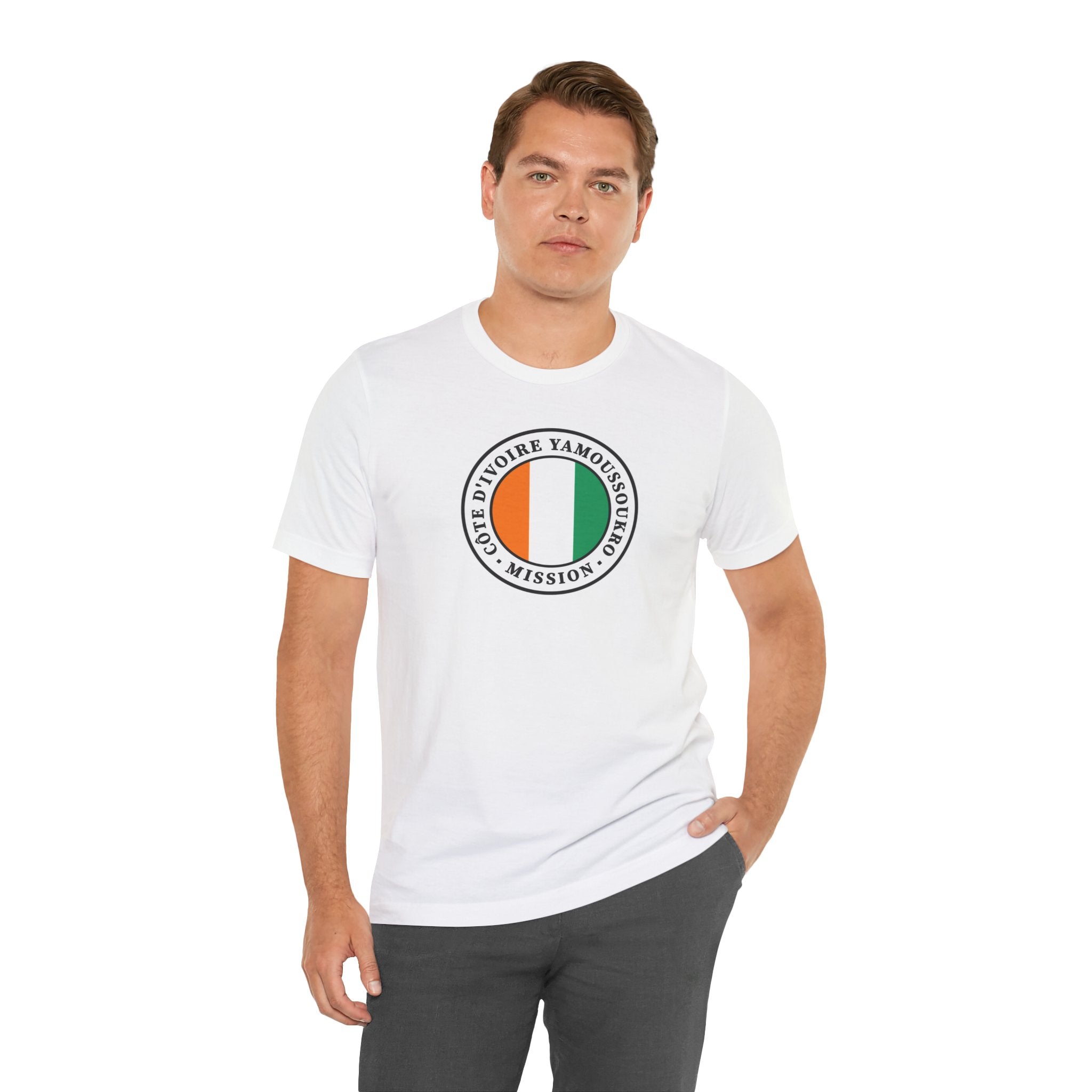 Cote d'Ivoire Yamoussoukro Mission Flag Logo (White Border) T-shirt - Mission Wishlist - LDS Missionary Gift Store