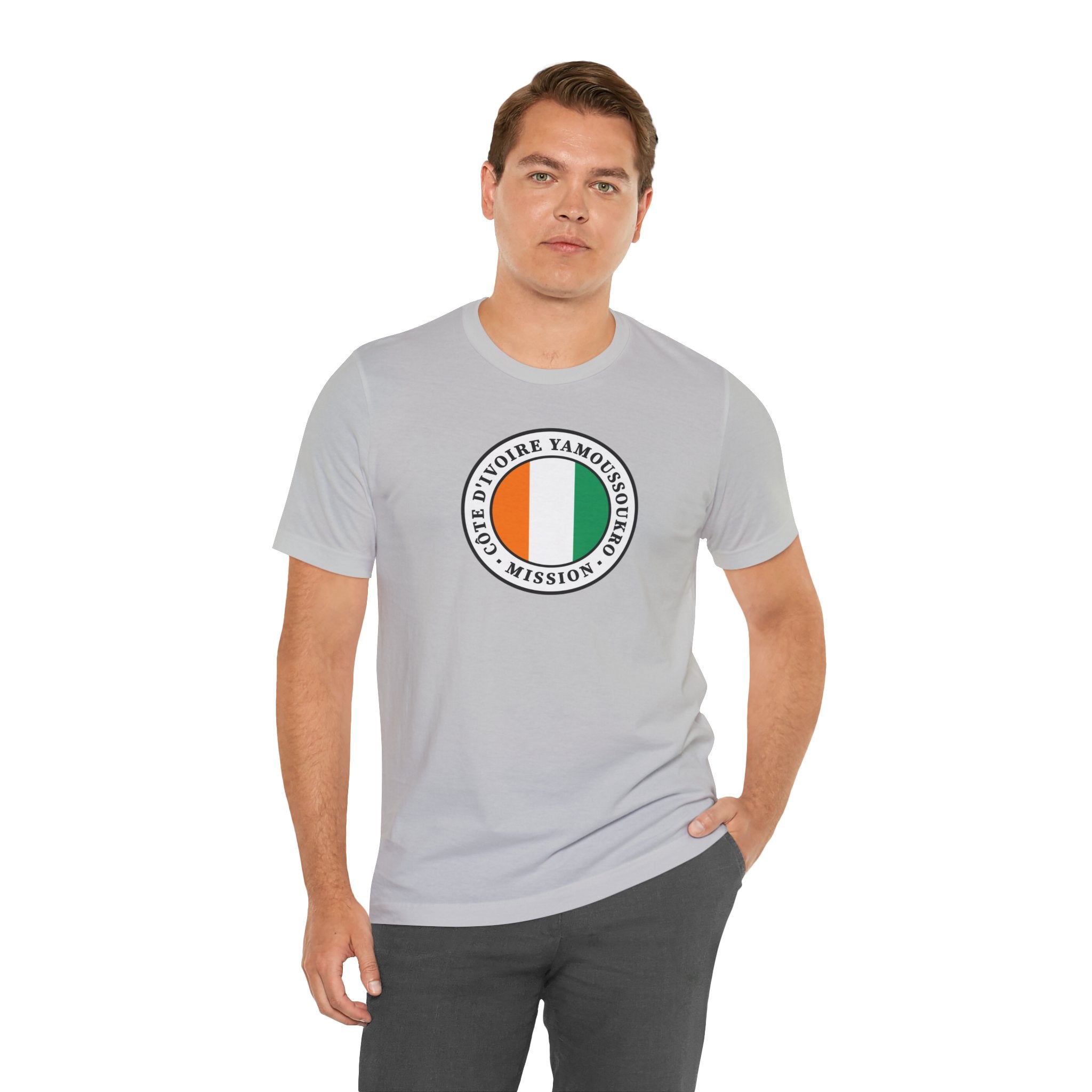Cote d'Ivoire Yamoussoukro Mission Flag Logo (White Border) T-shirt - Mission Wishlist - LDS Missionary Gift Store