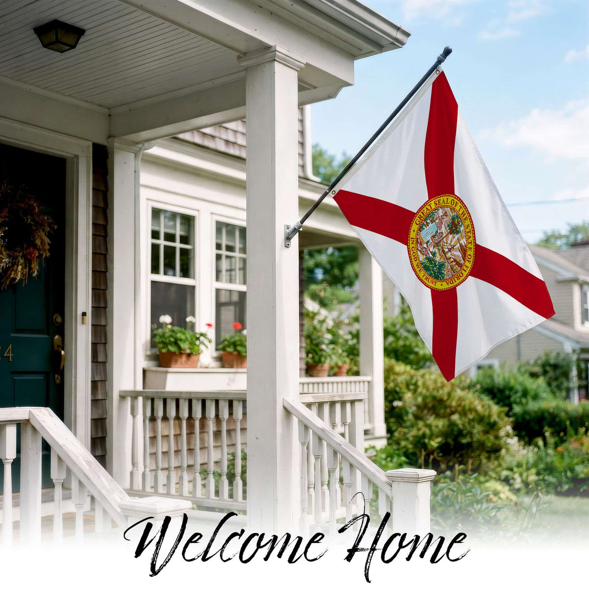 G128 Florida FL State Flag | 3x5 Ft | StormFlyer Series Embroidered 220GSM Spun Polyester | Embroidered Design, Indoor/Outdoor, Brass Grommets, Heavy Duty, All Weather